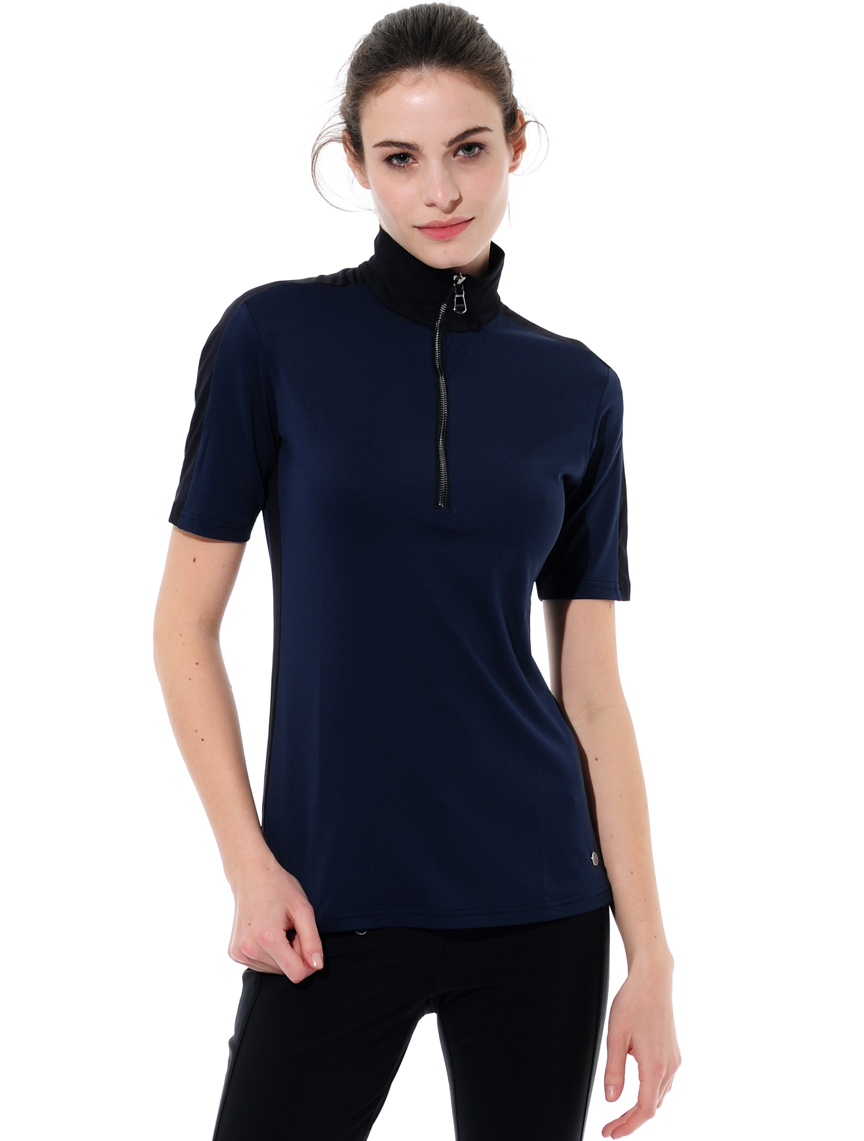Meryl zip polo shirt navy/black 