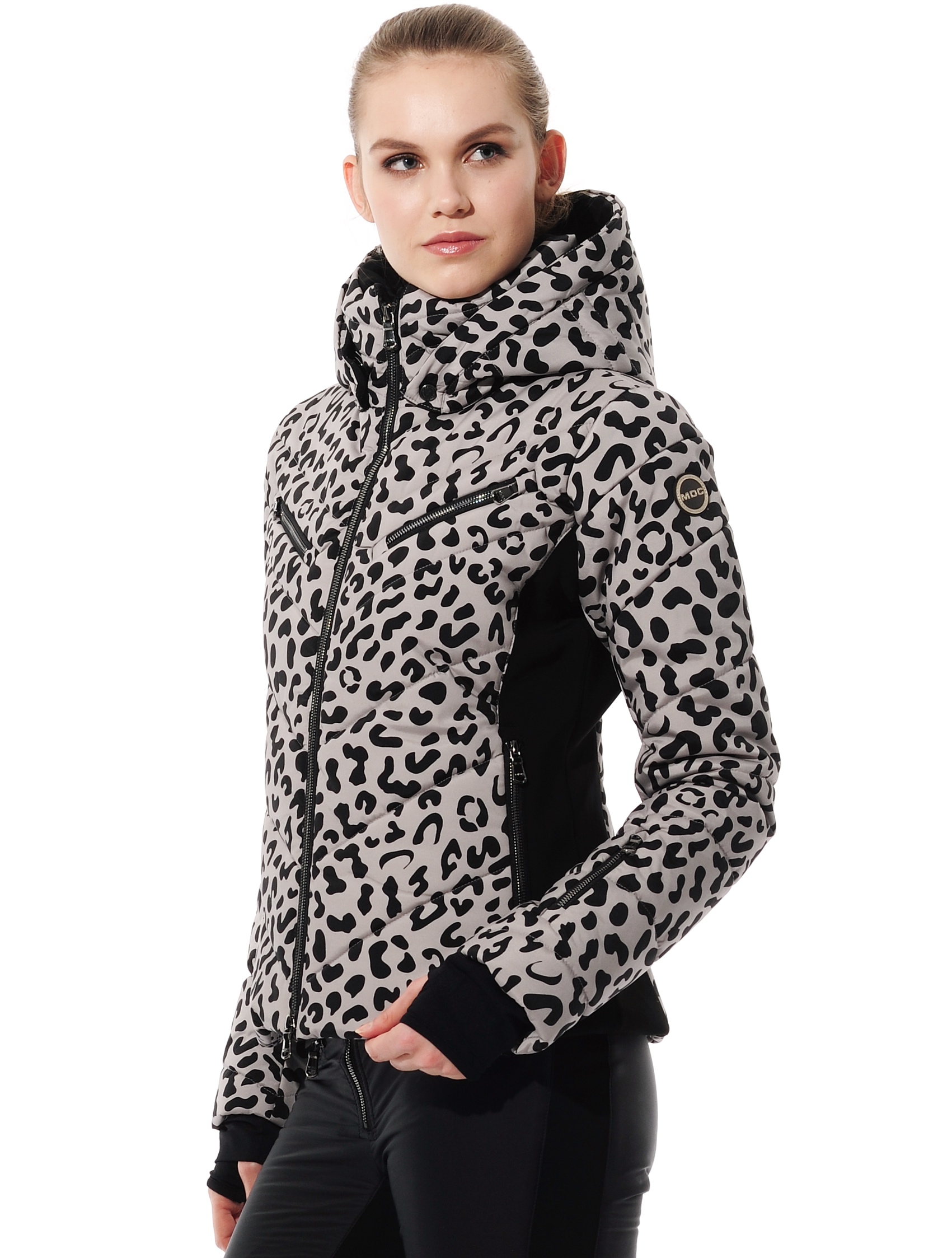 Stretch Print Skijacke grey/black