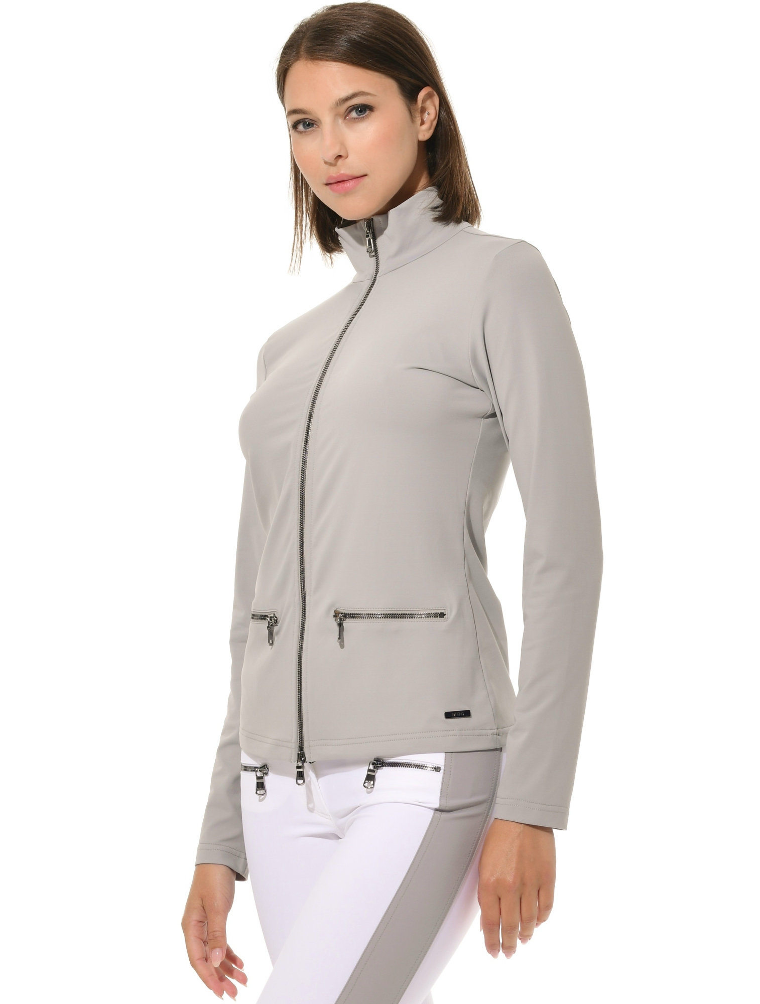 Jersey full zip midlayer grey