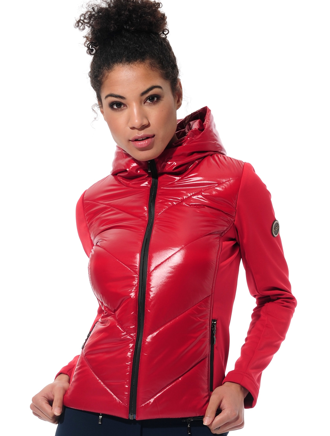 Power Stretch Shiny Kapuzenjacke ruby