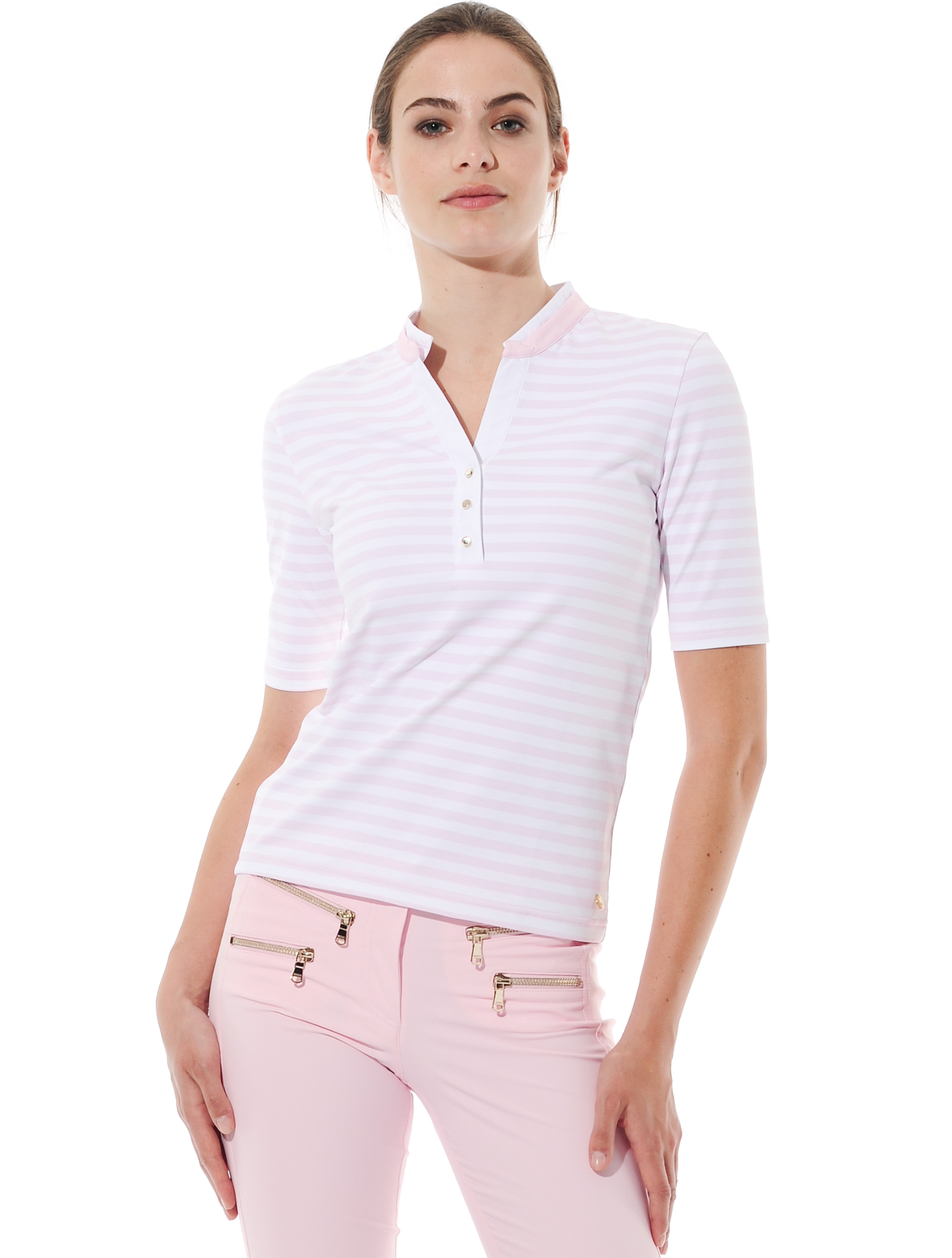 Striped print polo shirt macaron 