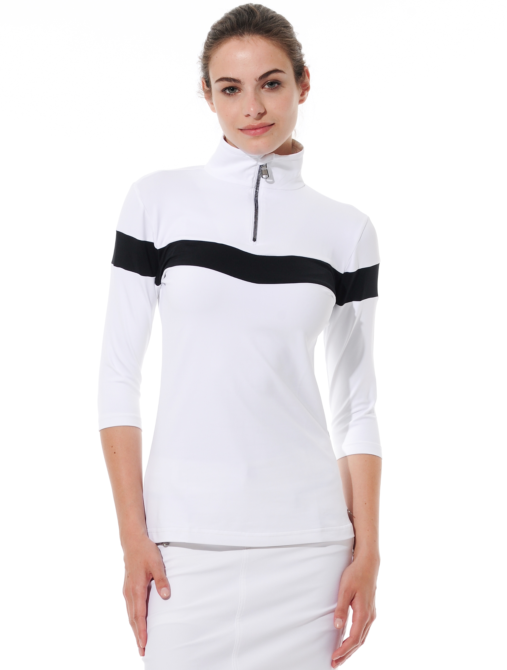 Meryl zip polo shirt white/black 
