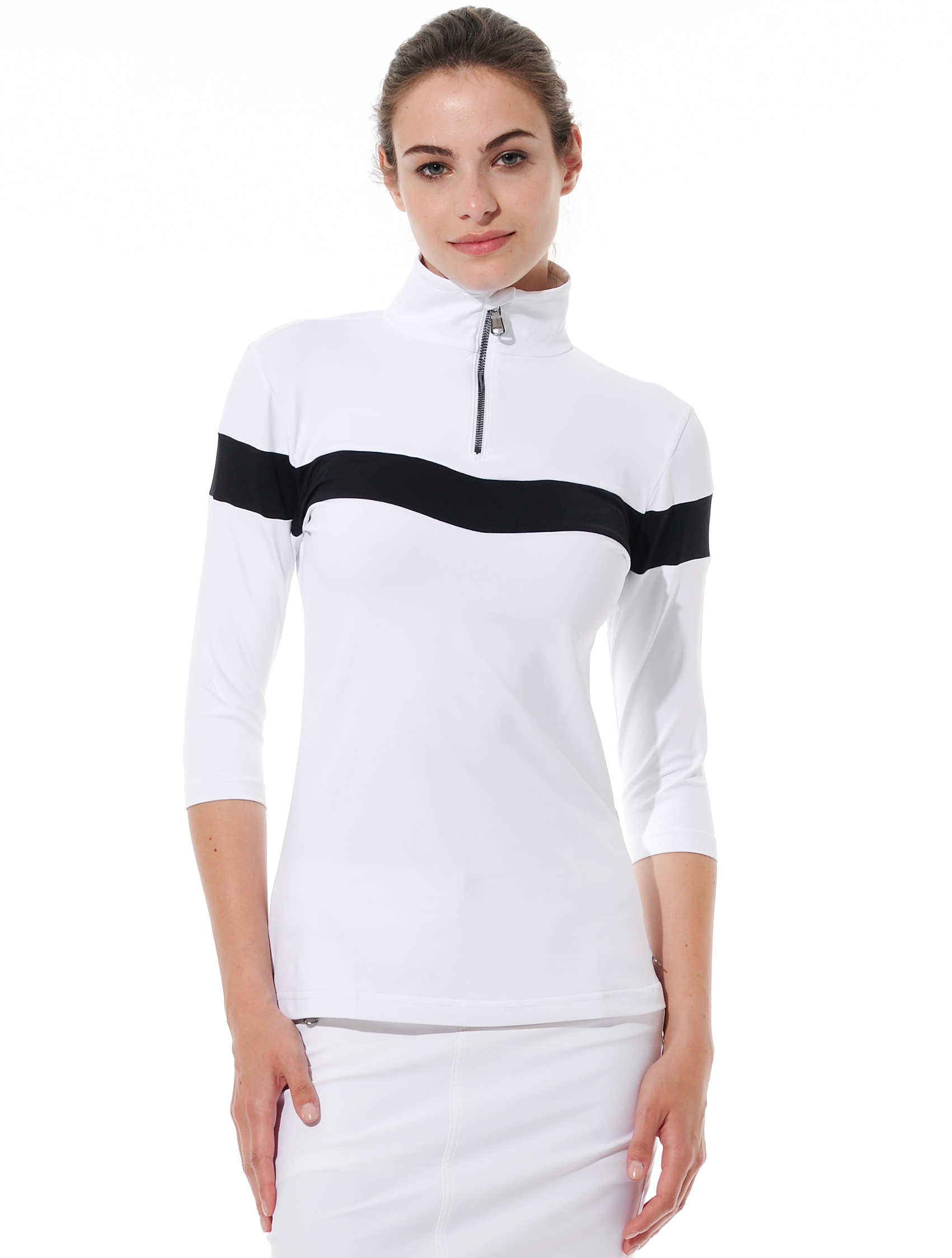 Meryl Zip Polo white/black