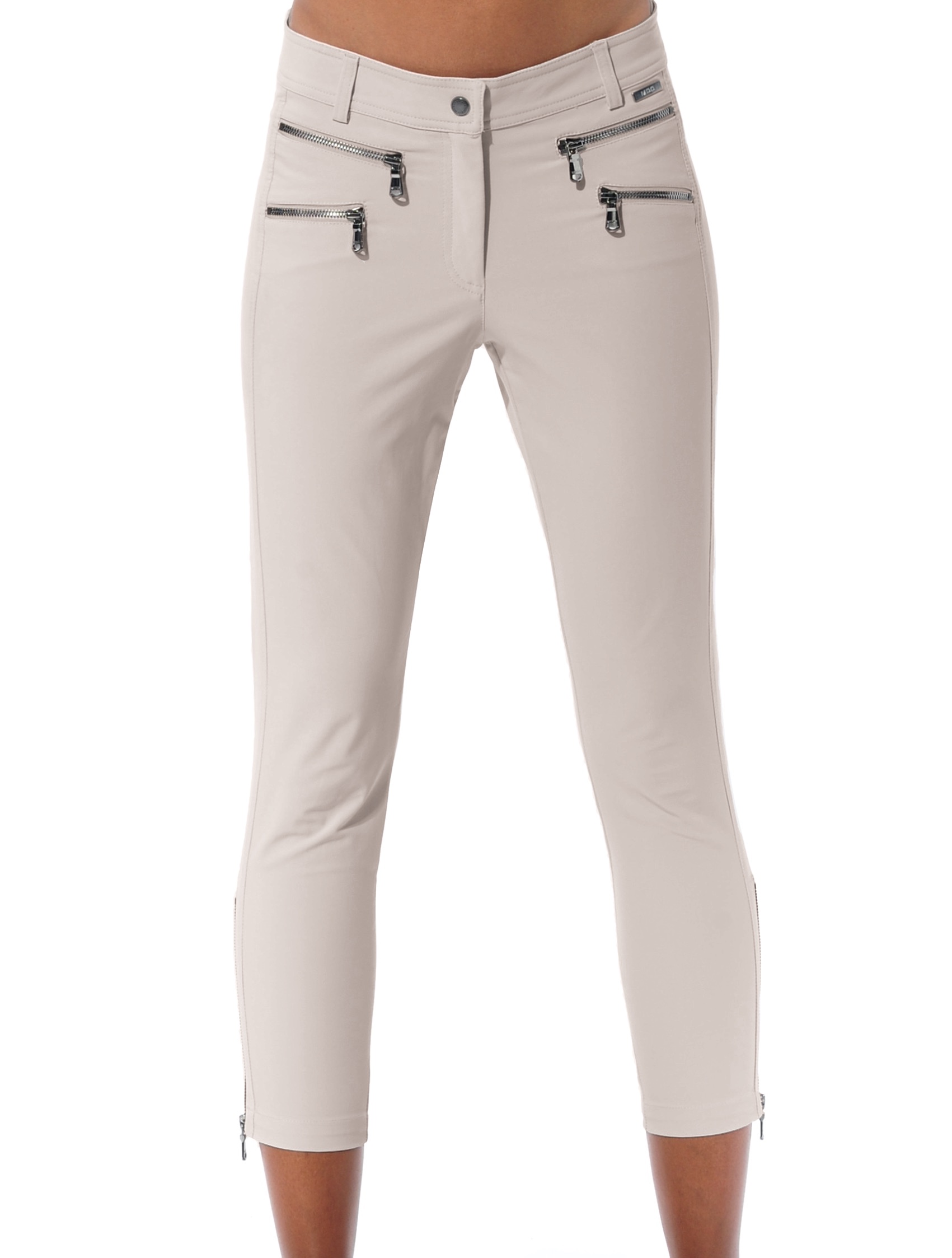 Light Stretch Double Zip Cropped Pants light taupe