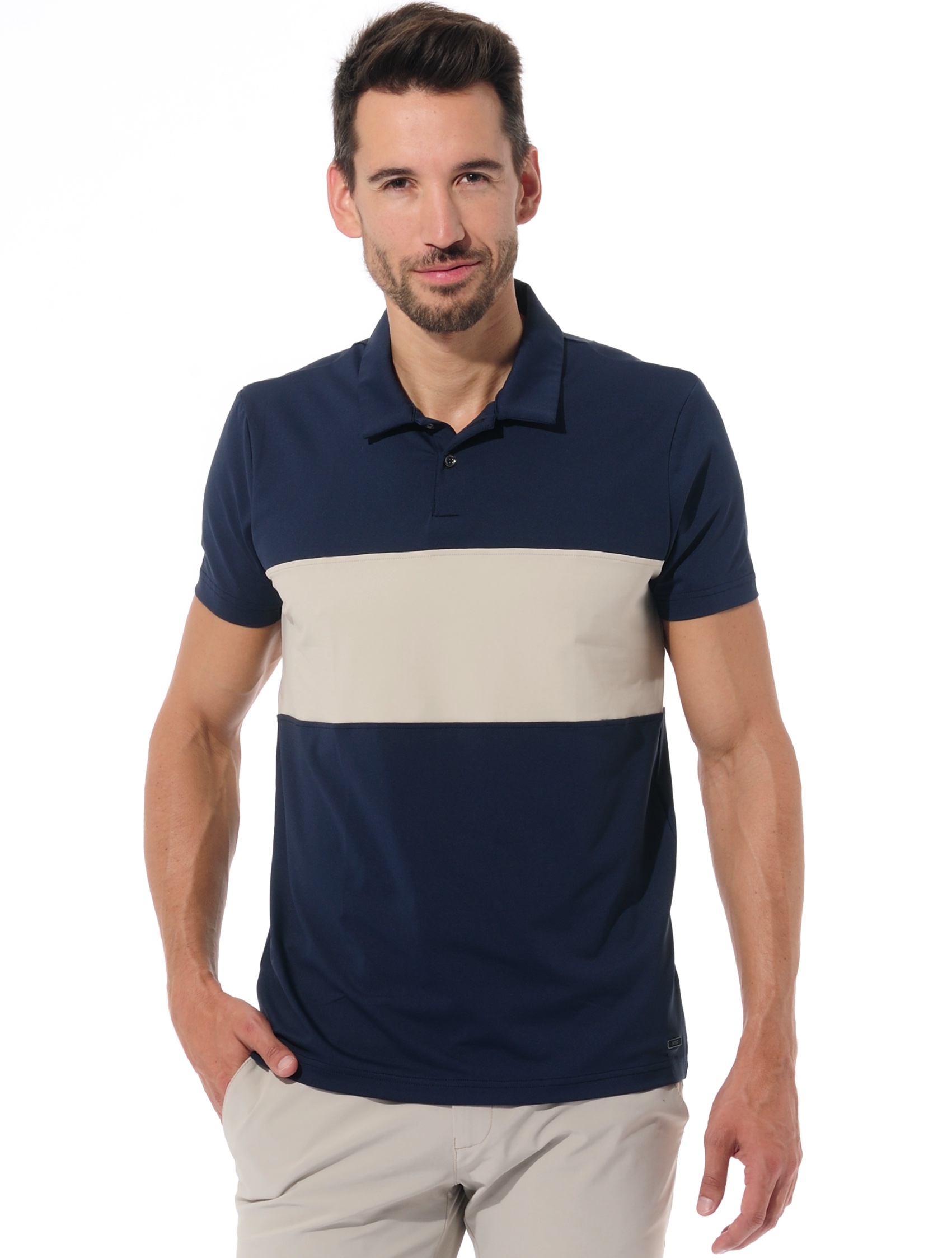 Golf Poloshirt navy/light taupe