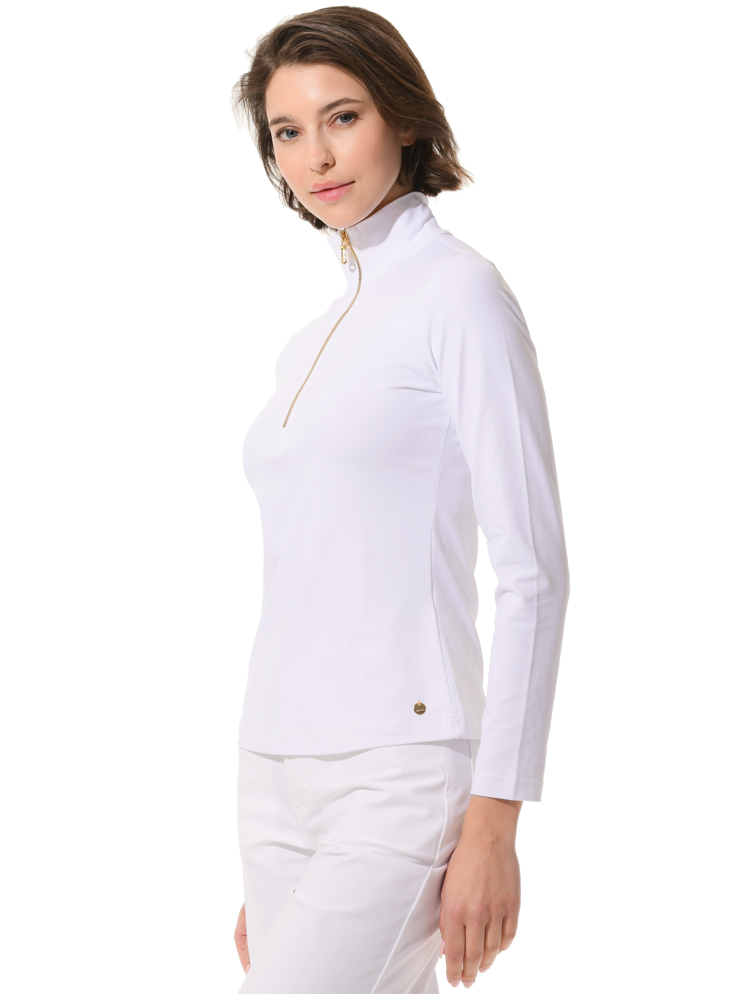 Jersey zip longsleeve white