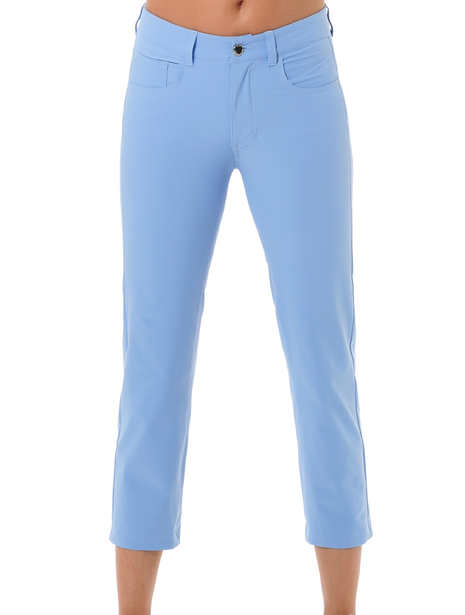 4way Stretch Cropped Straight Cut Pants baby blue