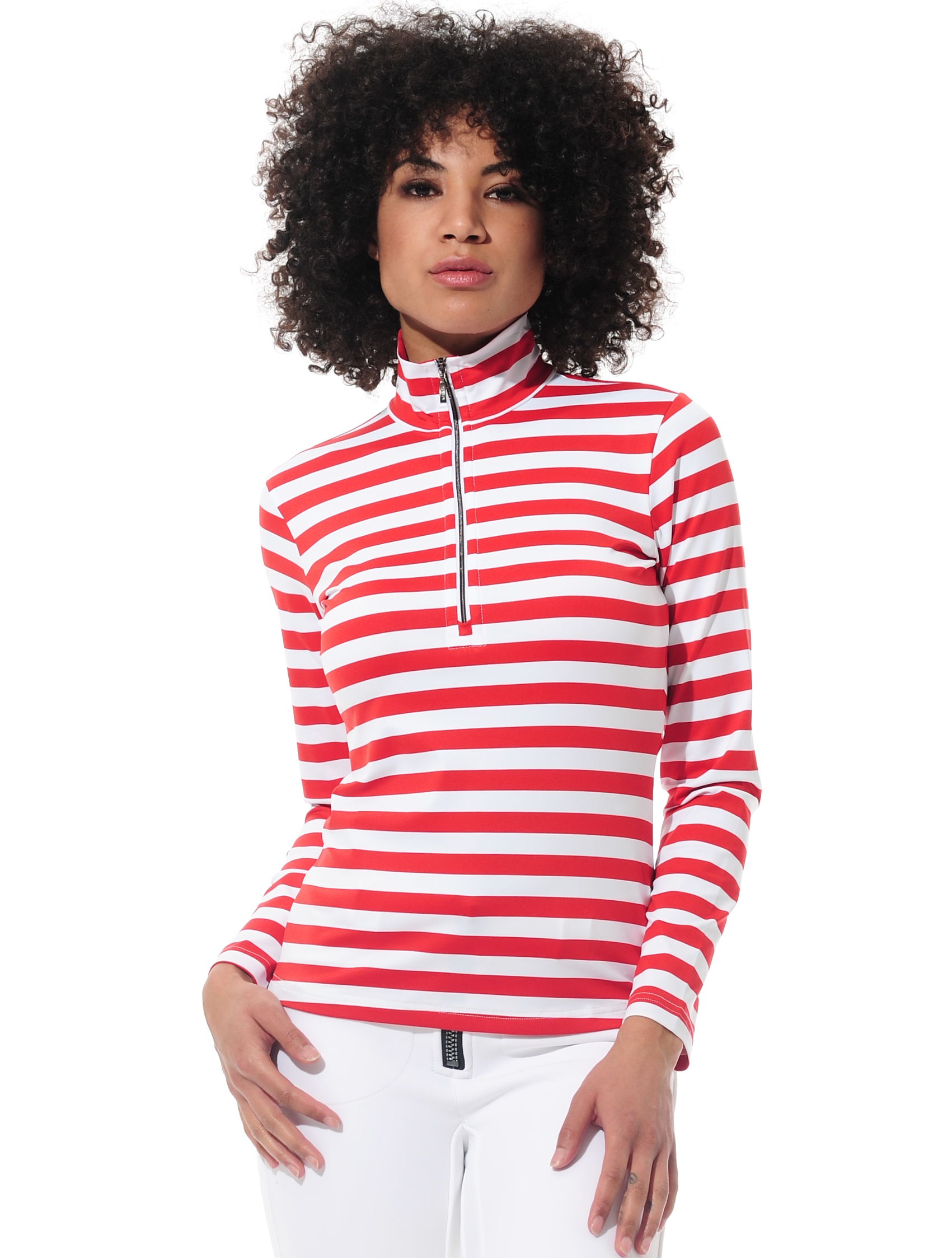 stripe zip longsleeve red 