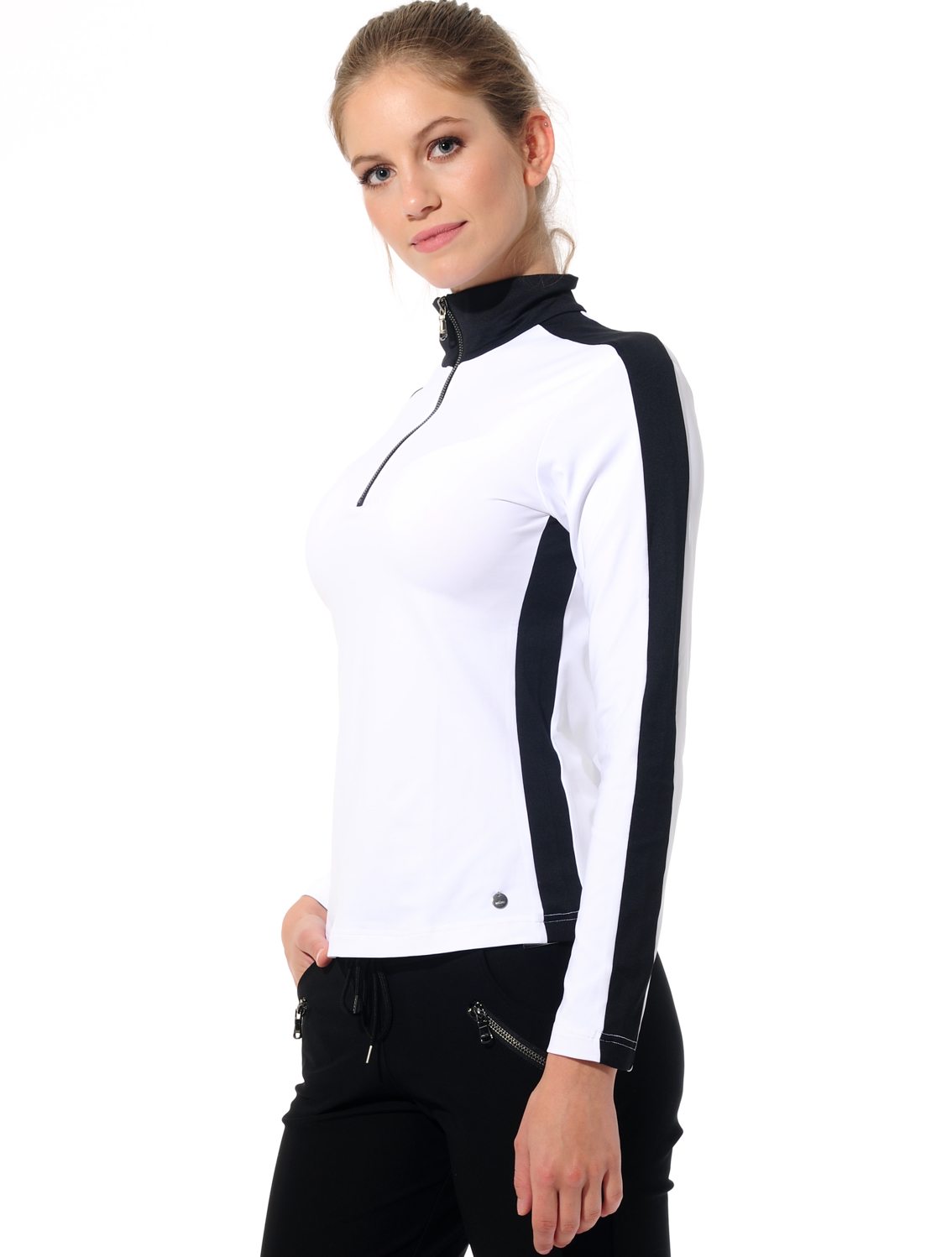 Meryl zip longsleeve white/black 