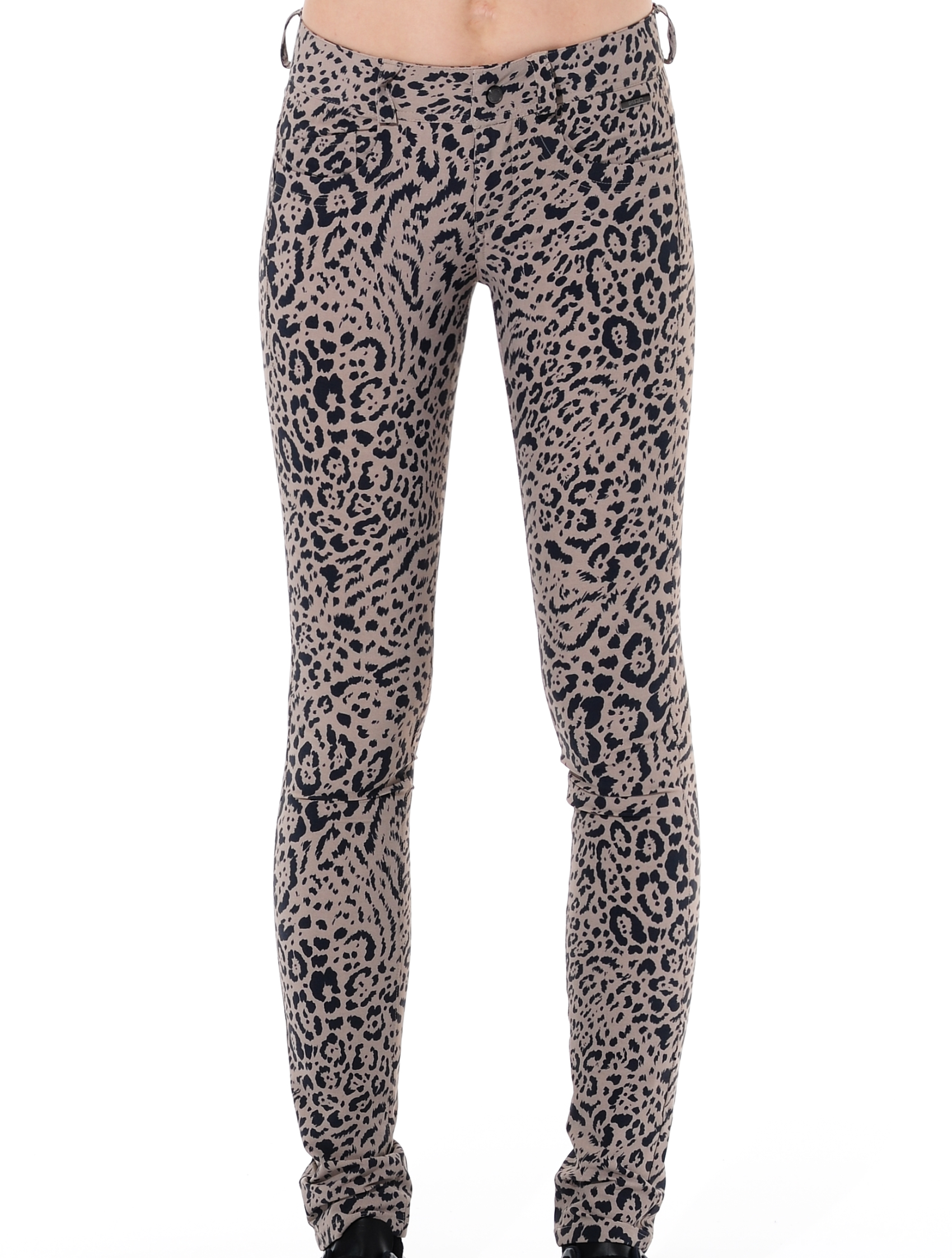 Ocelot print skinny 5pockets taupe/black 