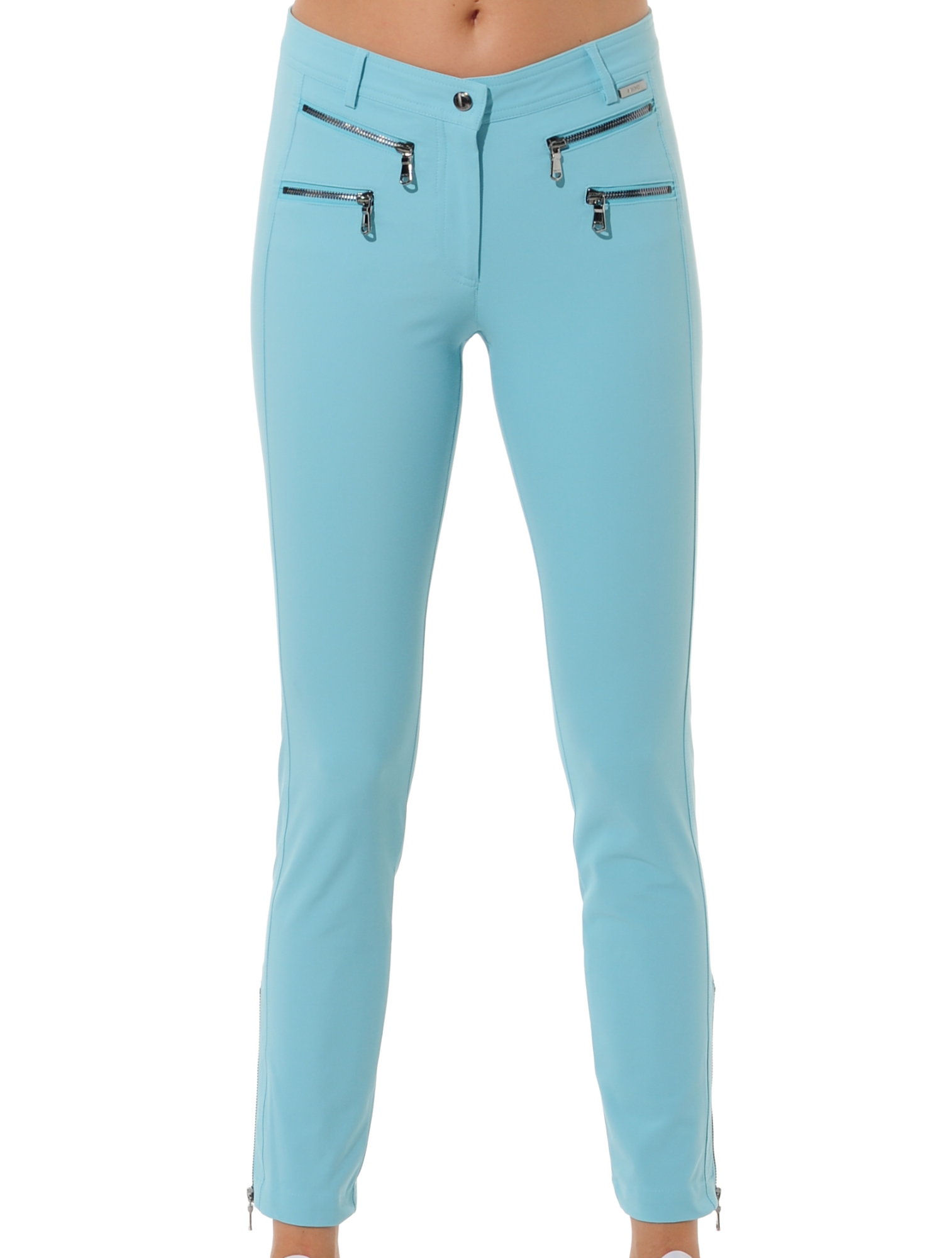 4way stretch double zip ankle pants sea