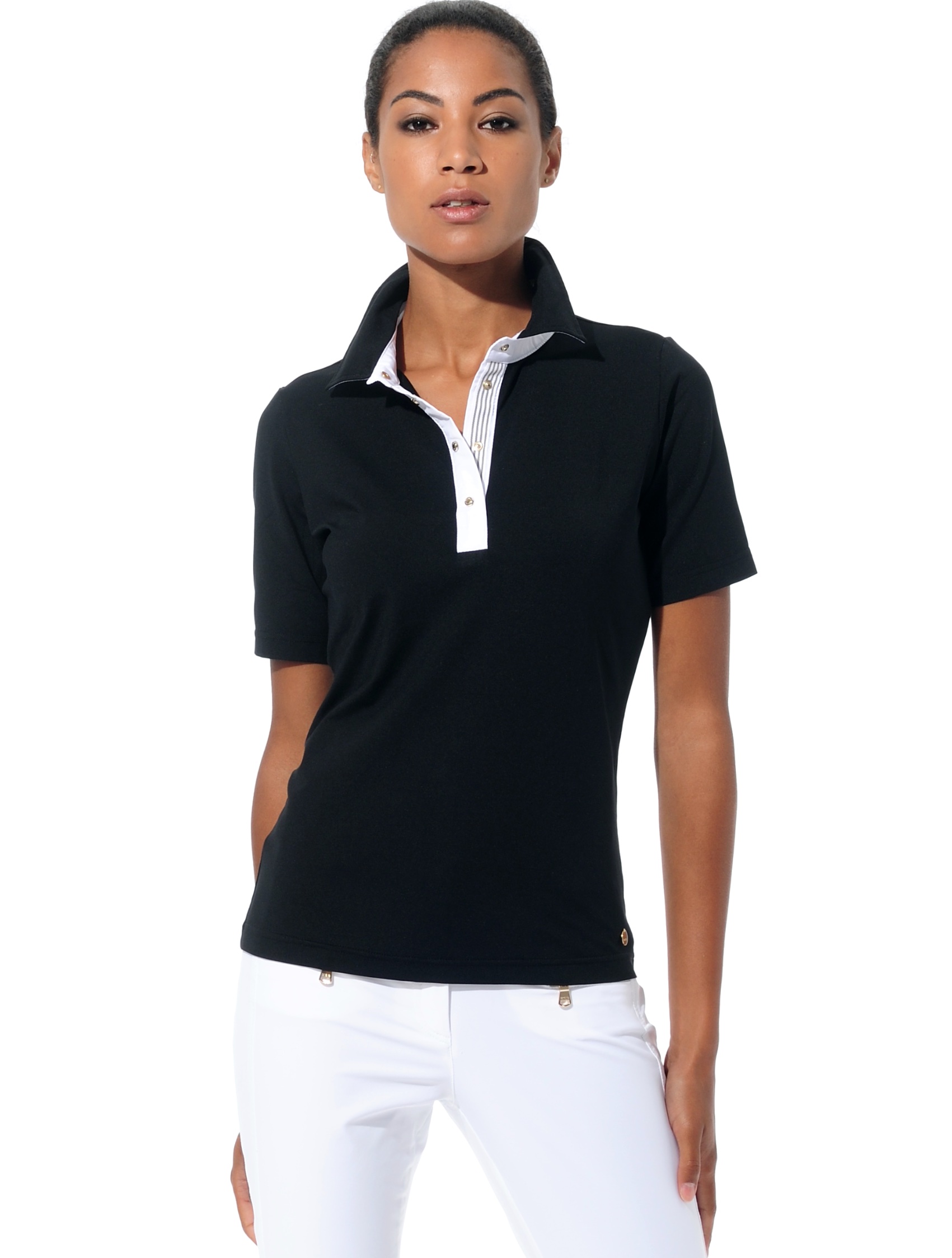 Jersey golf polo shirt black/white 