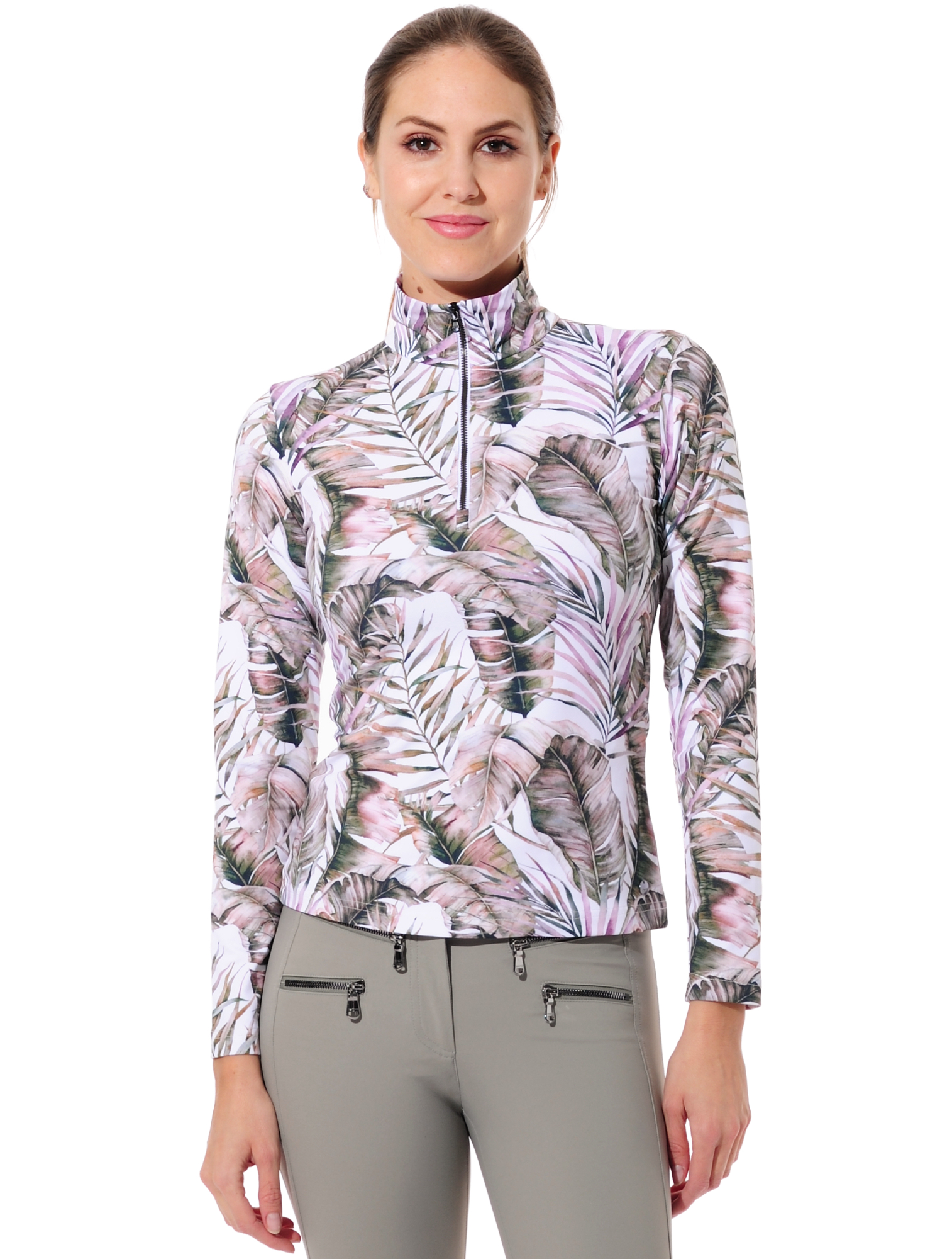 Fern Print Zip Longsleeve jade