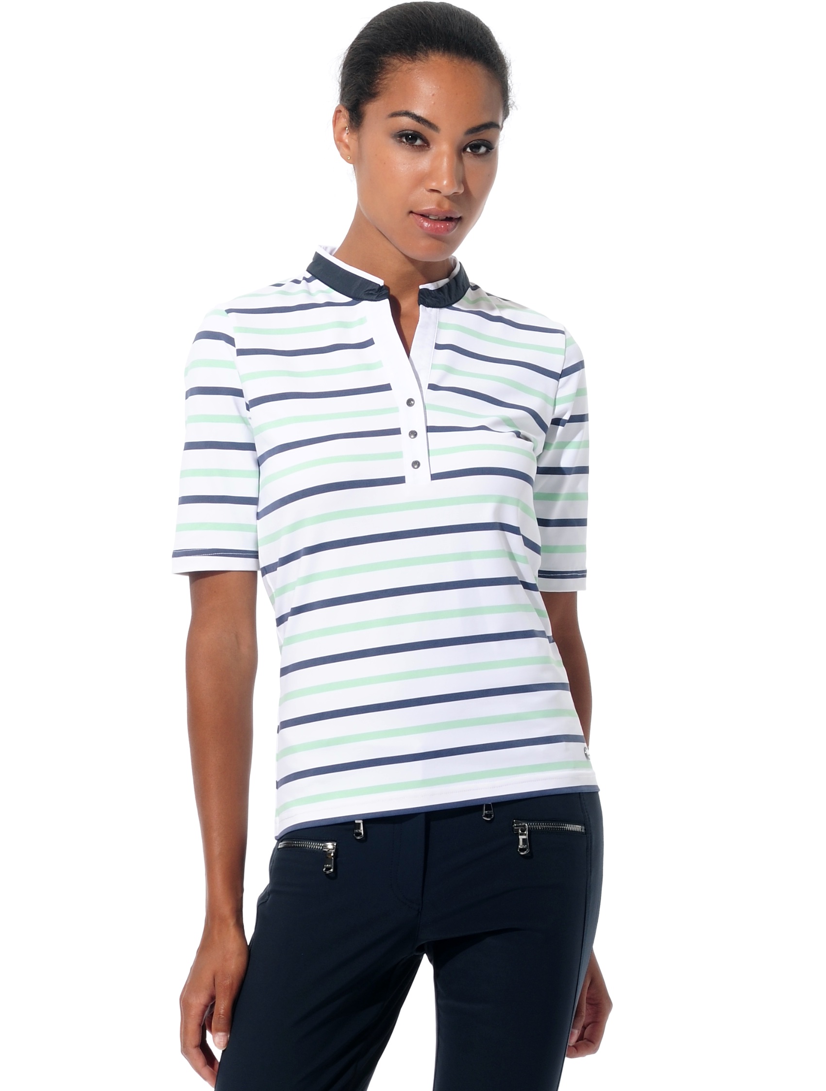 St. Tropez print polo shirt neo mint/night blue 