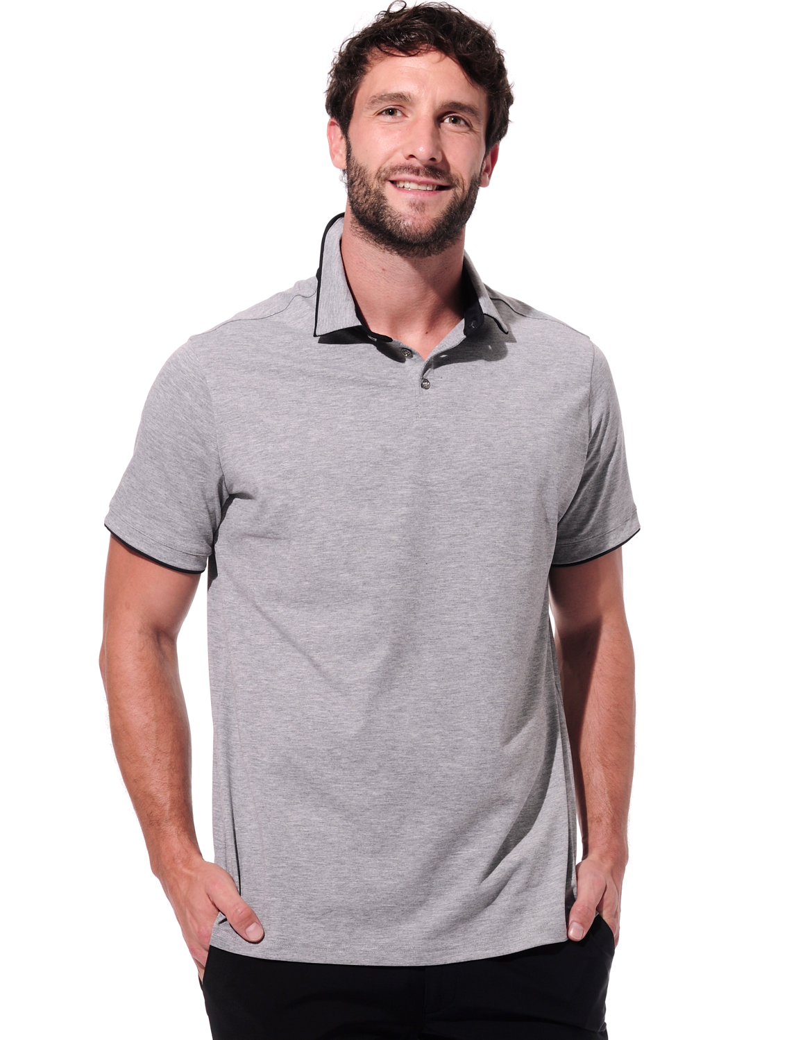 Dryness Polo grey melange/black