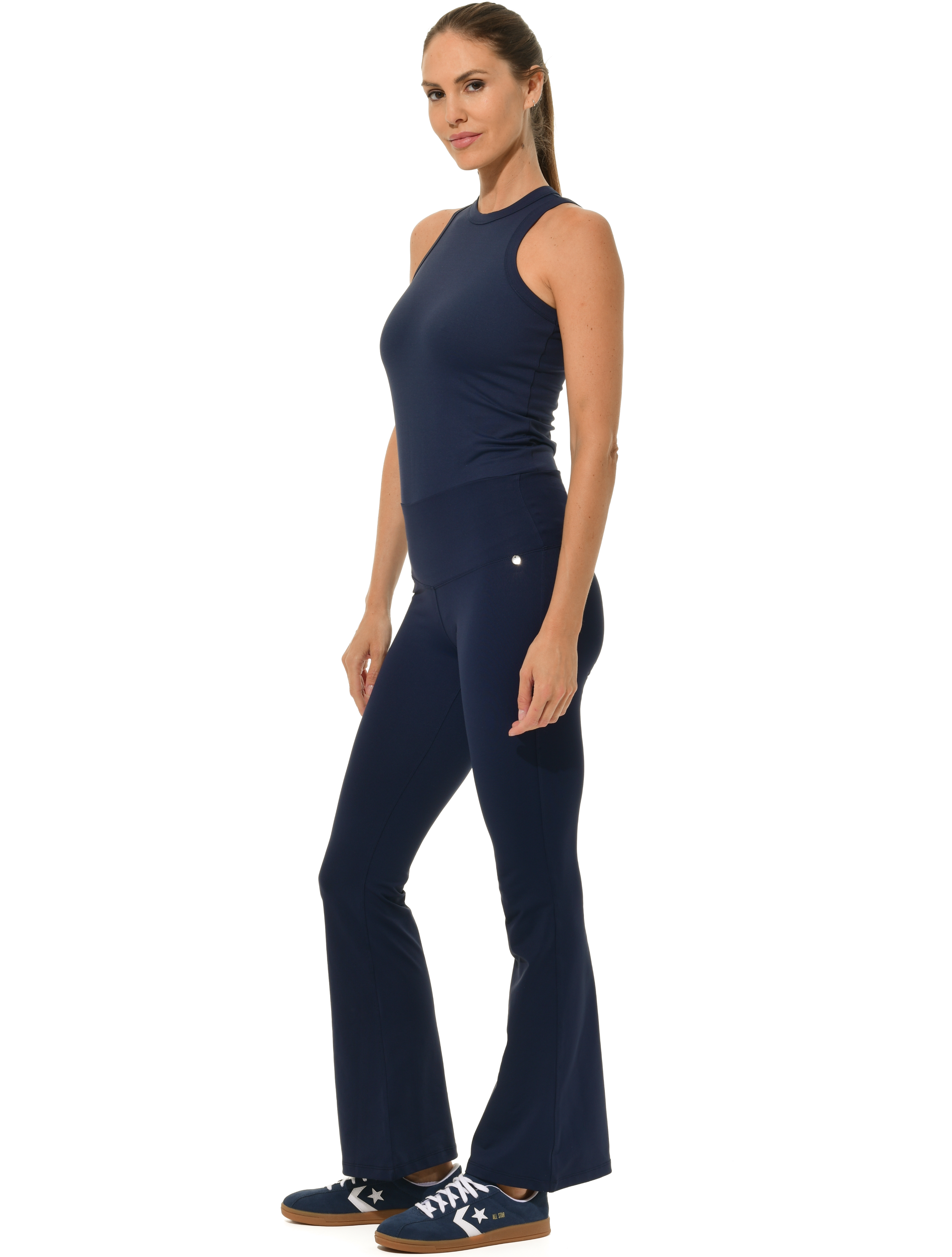 Jersey Flared Yoga Pants navy