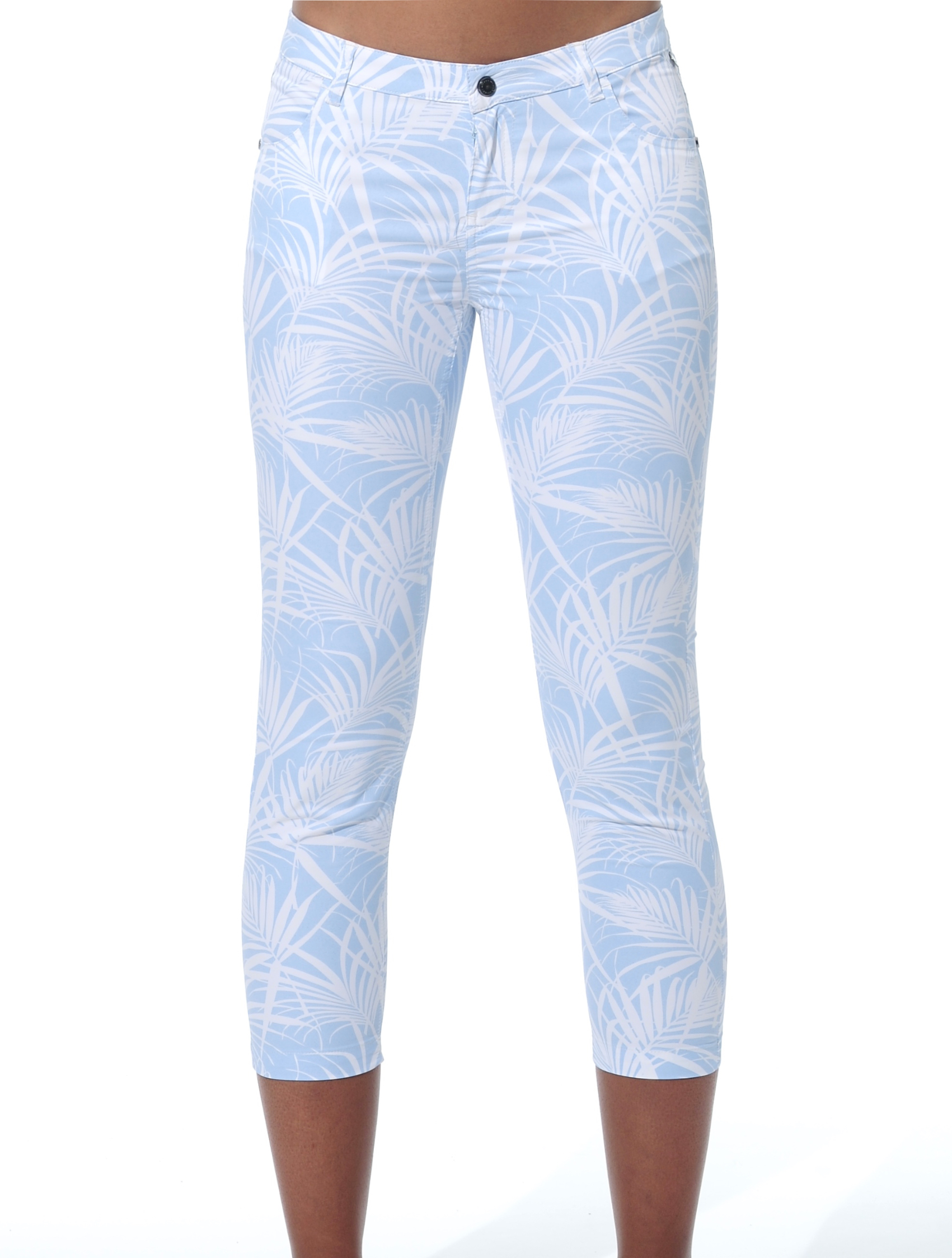 4way Stretch Print Cropped 5pockets baby blue