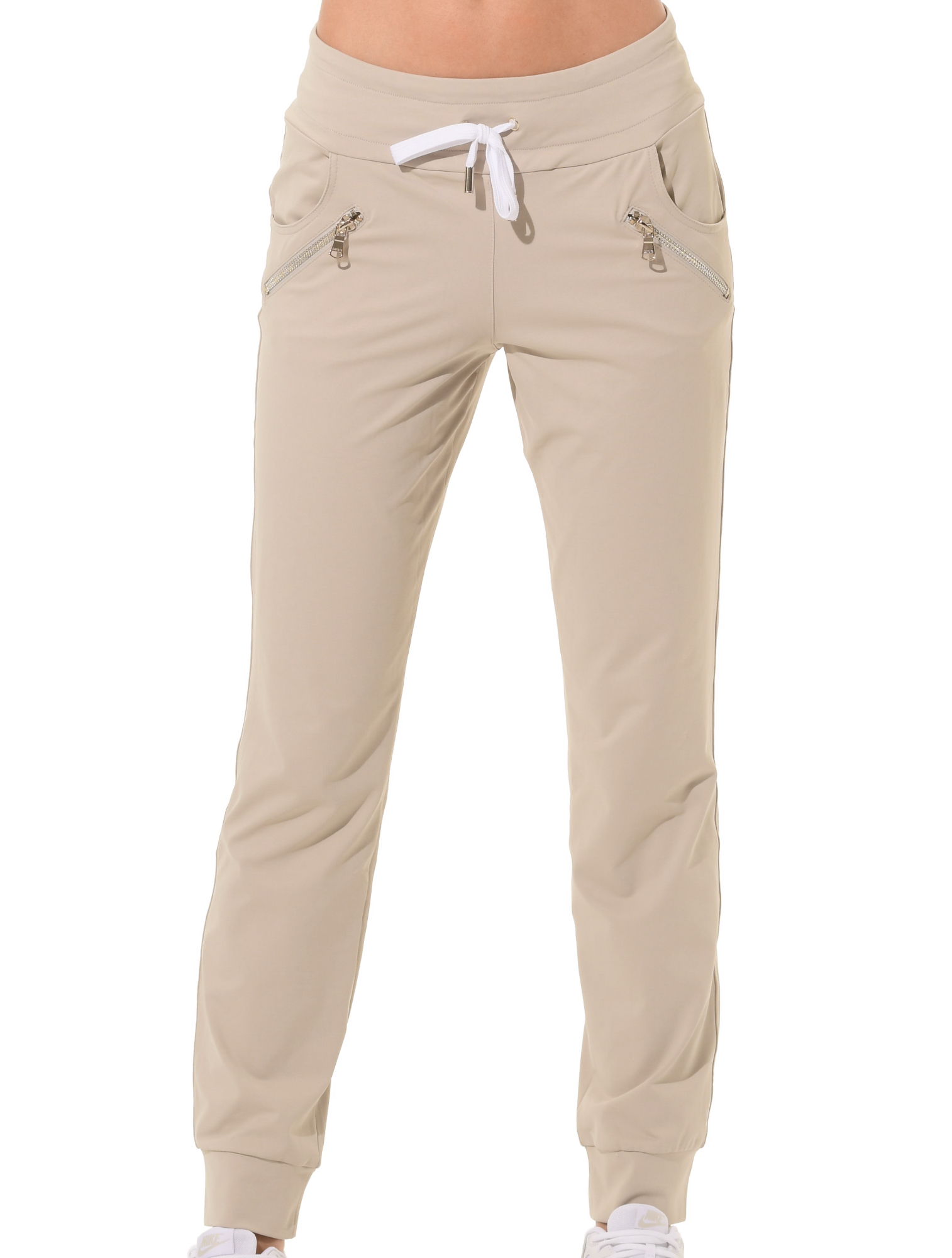 Jersey travel pants light taupe