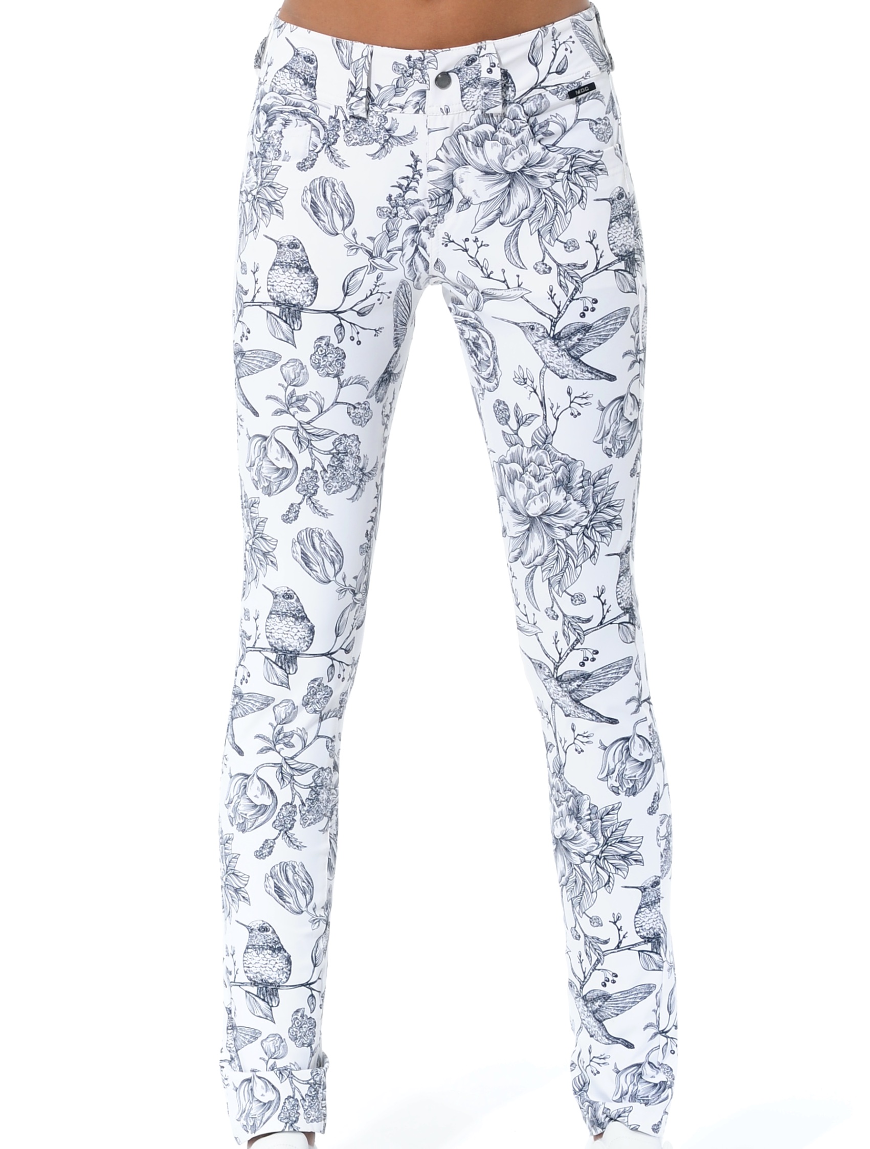 4way stretch print skinny 5pockets black/white 