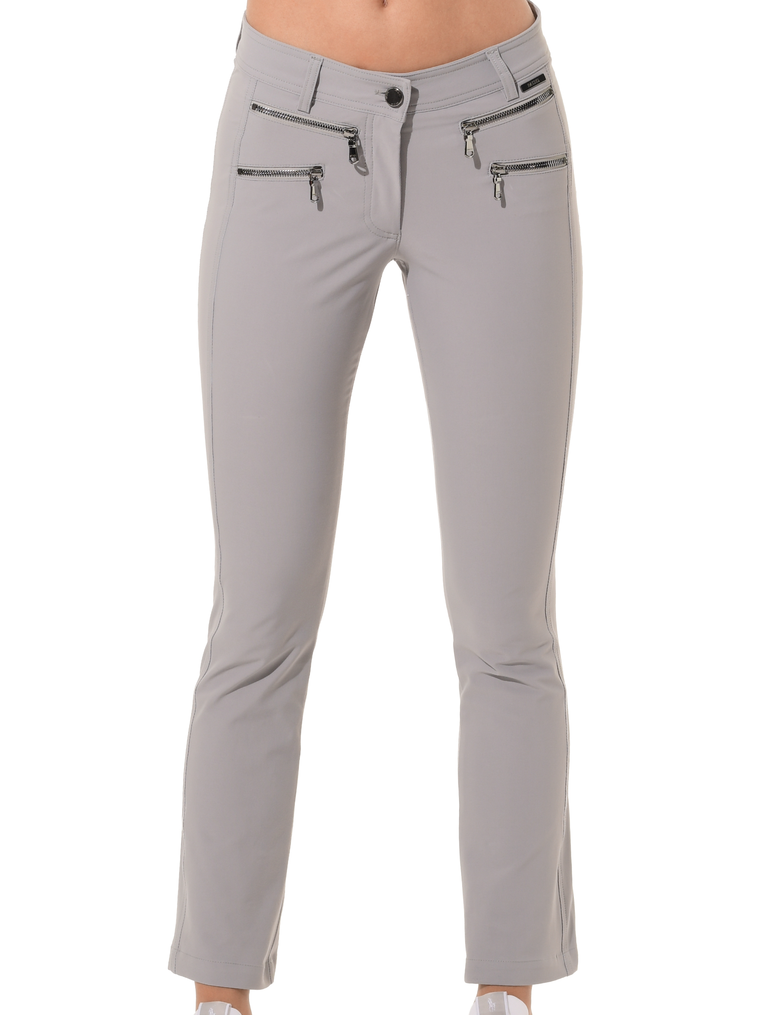 4way Stretch Double Zip Flared Ankle Pants grey