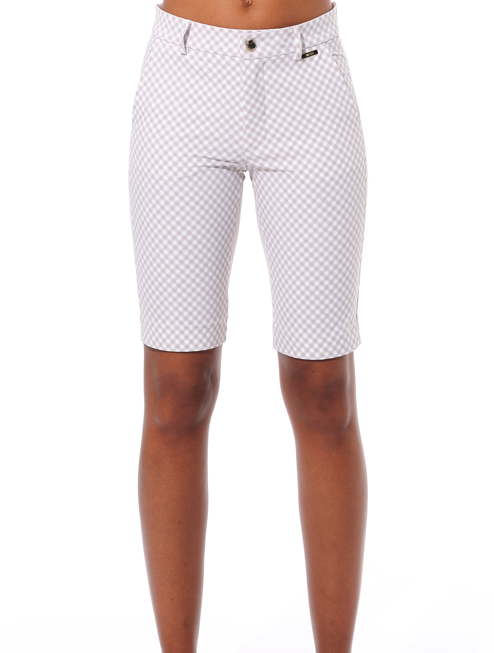 Vichy print golf shorts light taupe 