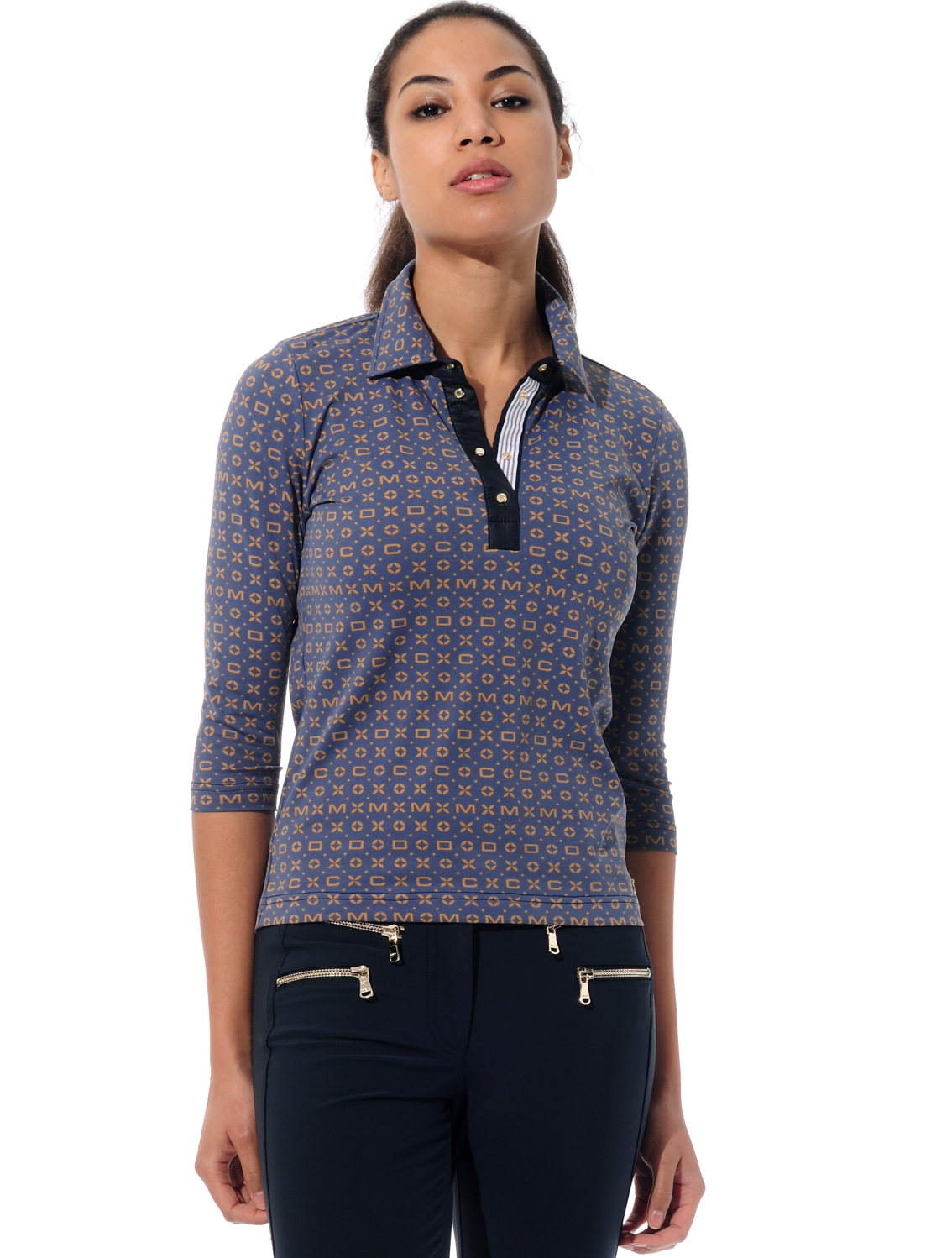 Classic Print Polo night blue/ocre