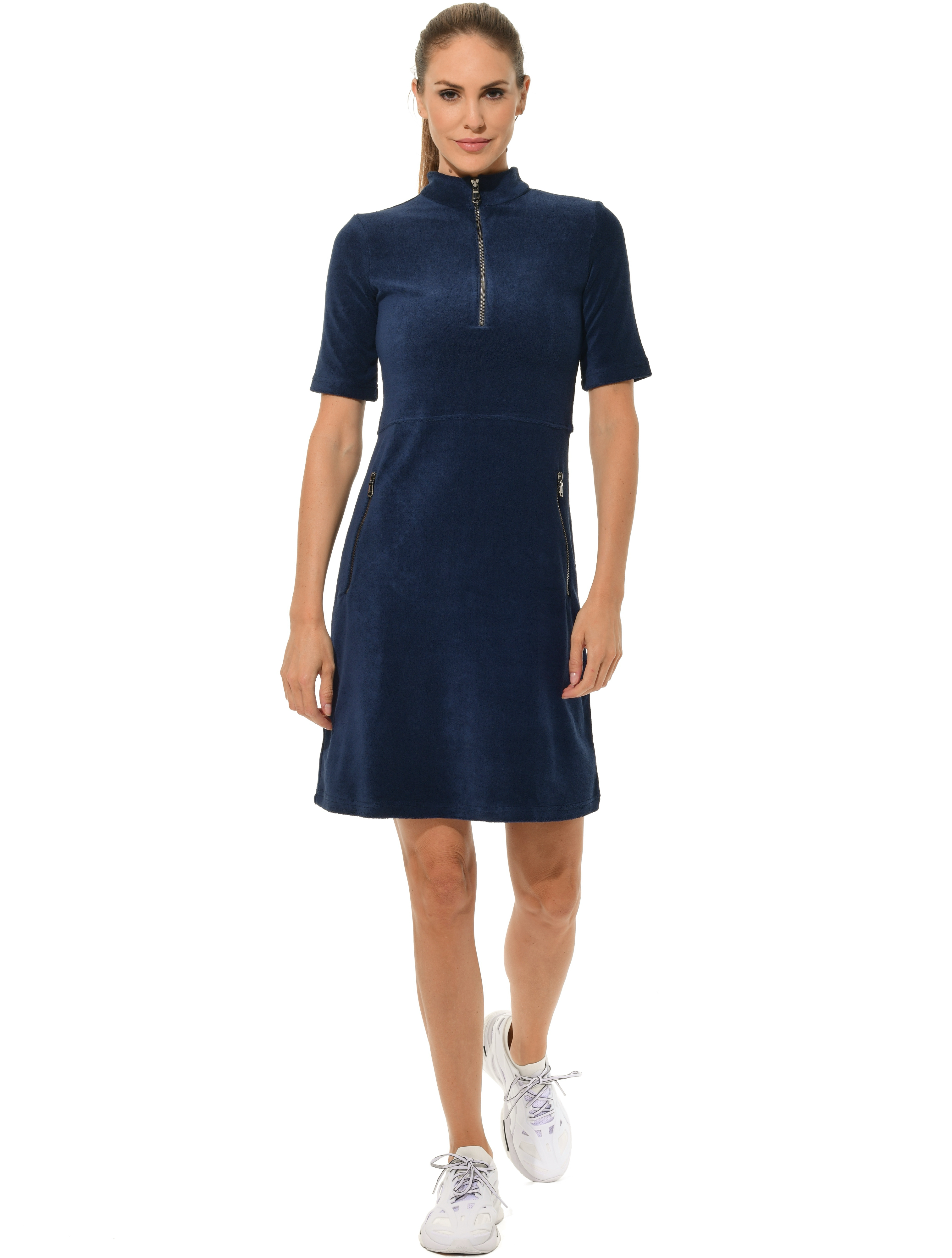 Terry Zip Golf Kleid navy