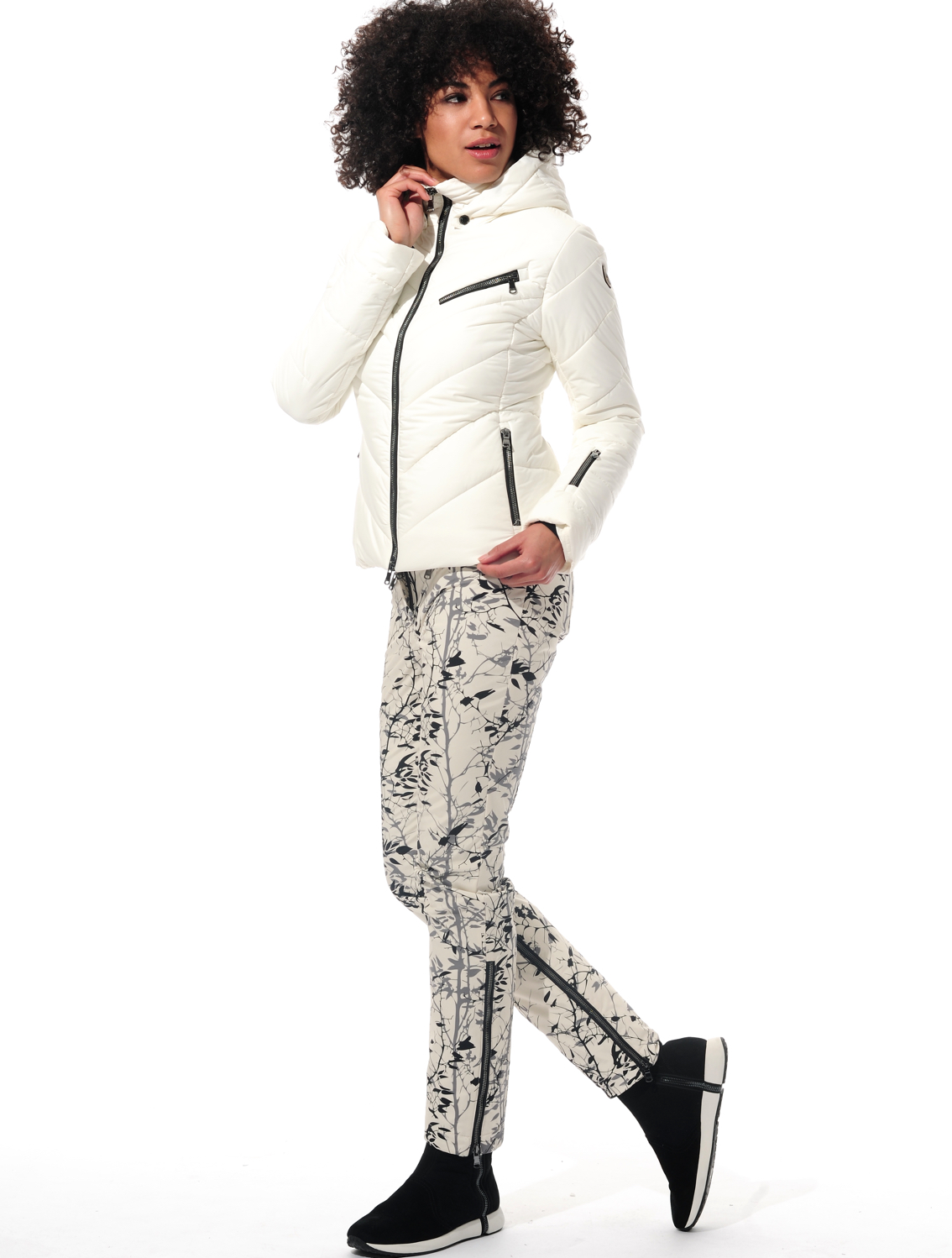 Stretch Print Skihose ivory