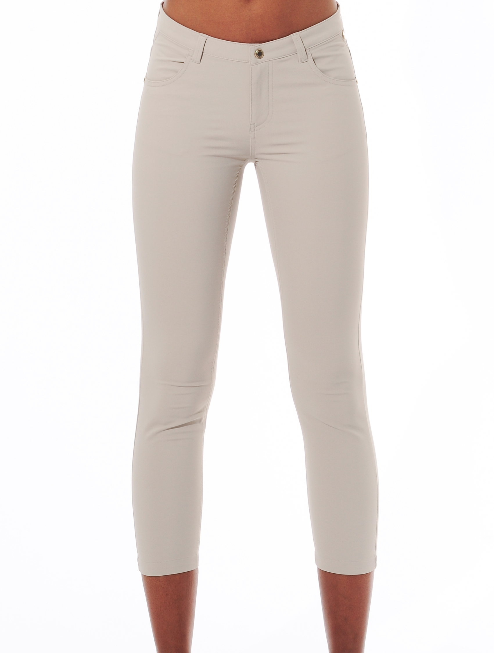 4way stretch cropped 5pockets light taupe 