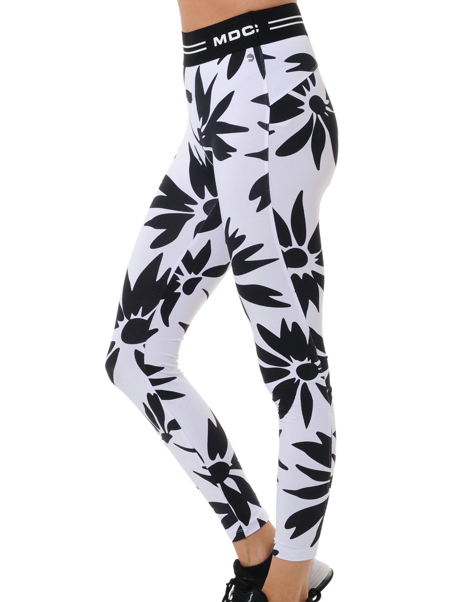 Daisies Print Tights white/black