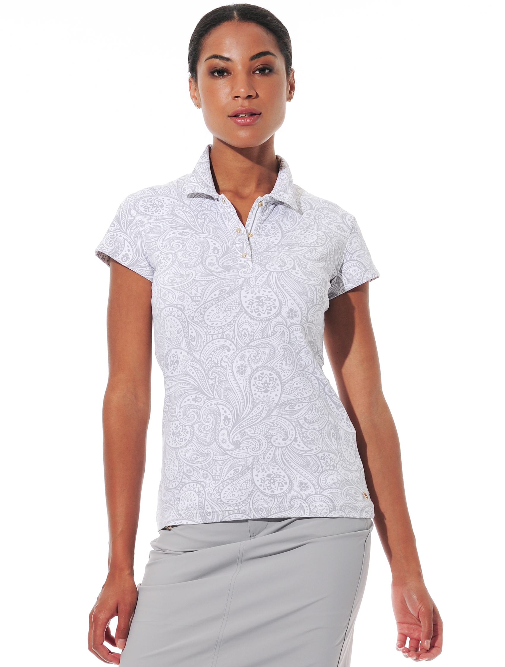 Paisley Print Polo grey