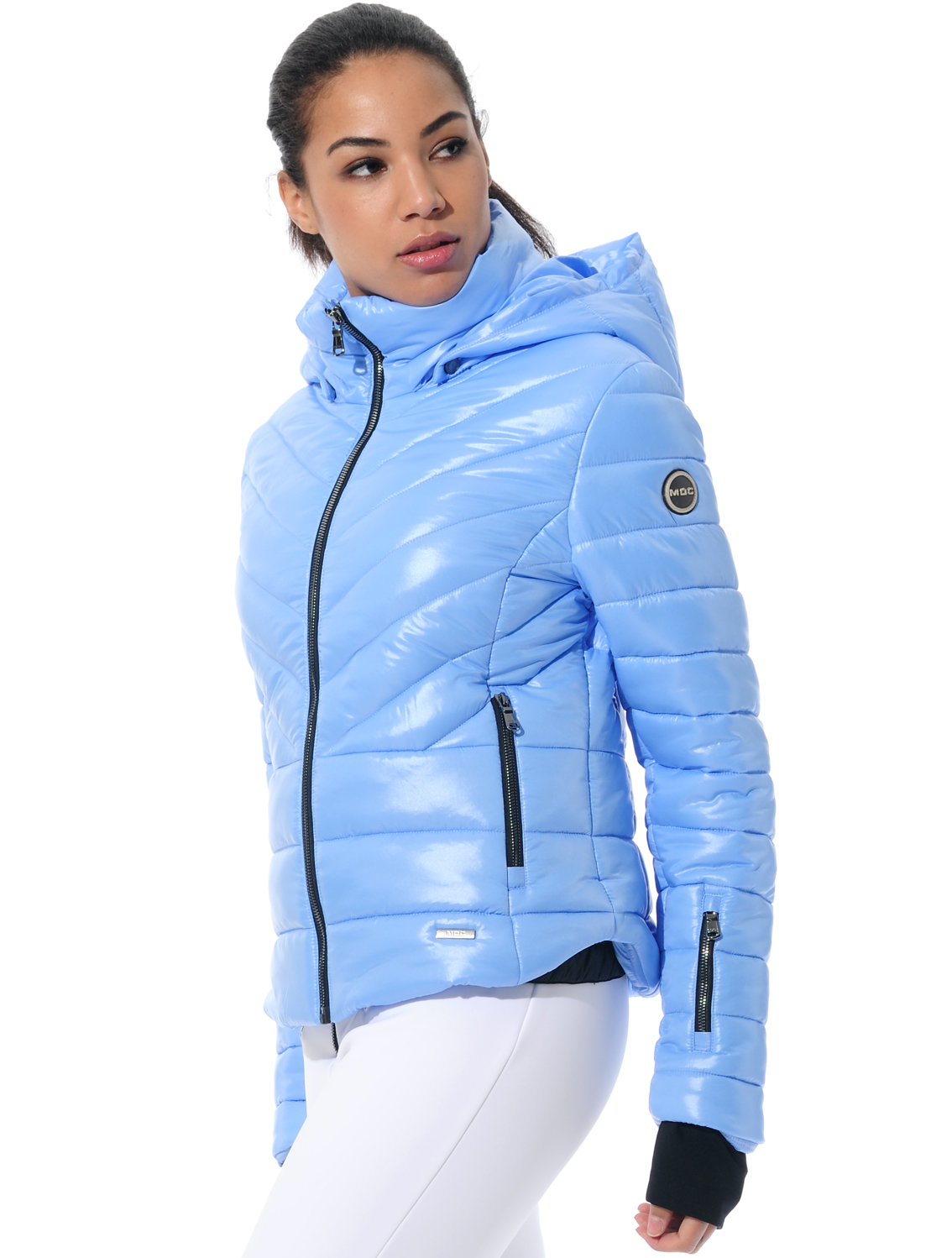 shiny ski jacket baby blue 