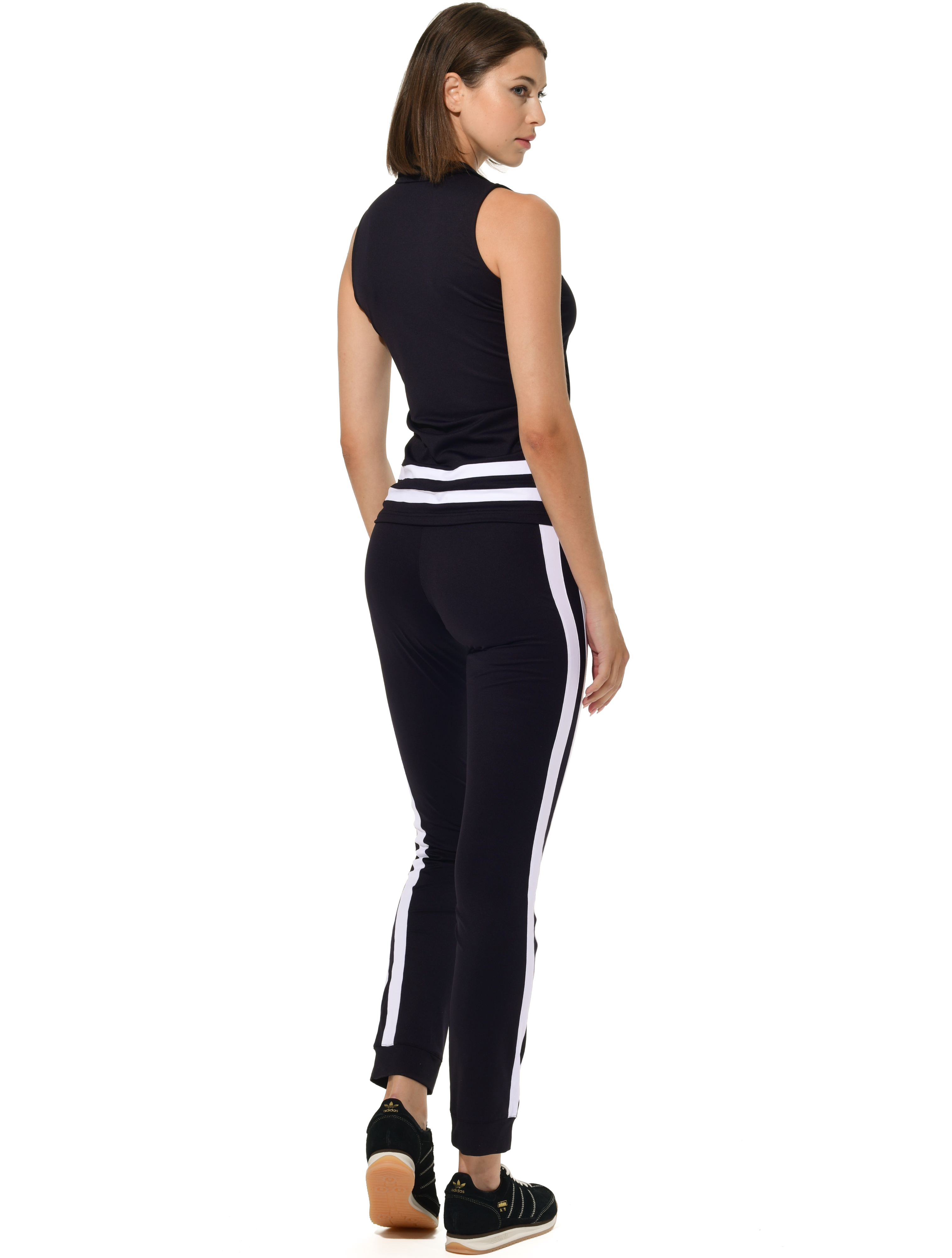 Jersey zip polo shirt black/white