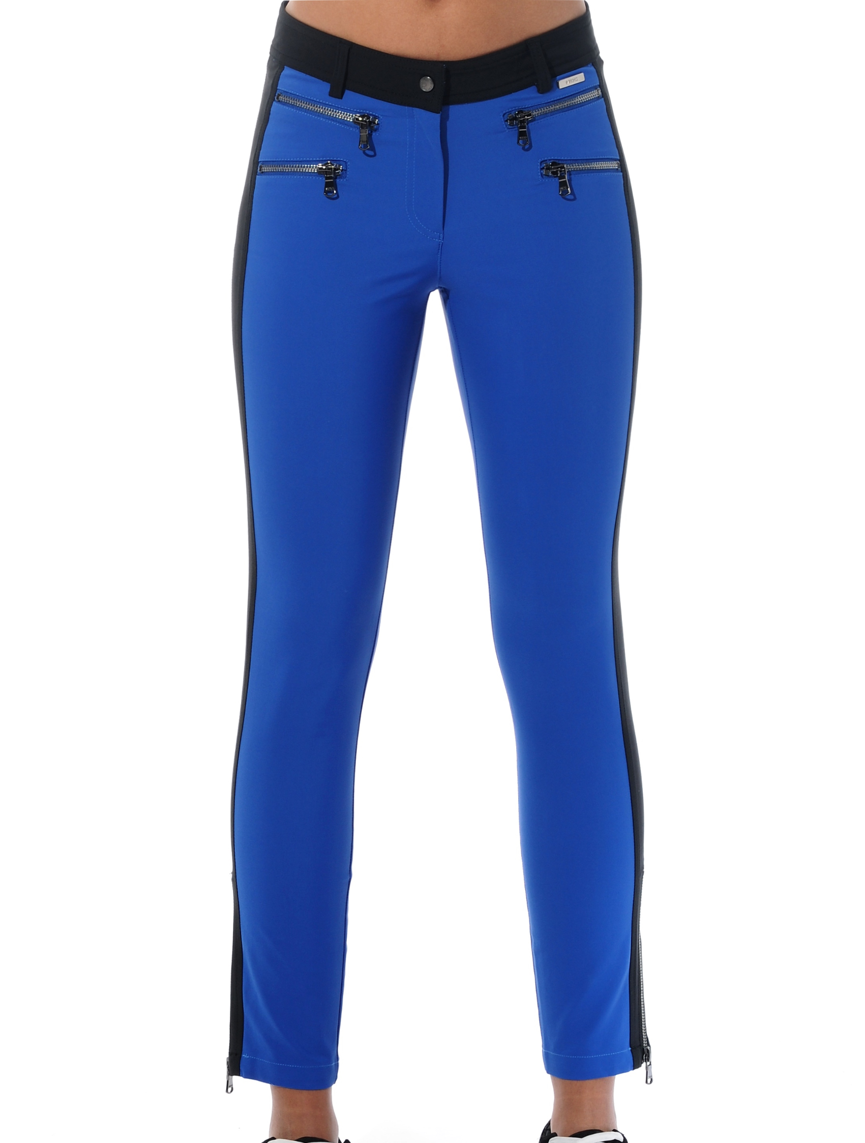 4way stretch double zip ankle pants royal/black 