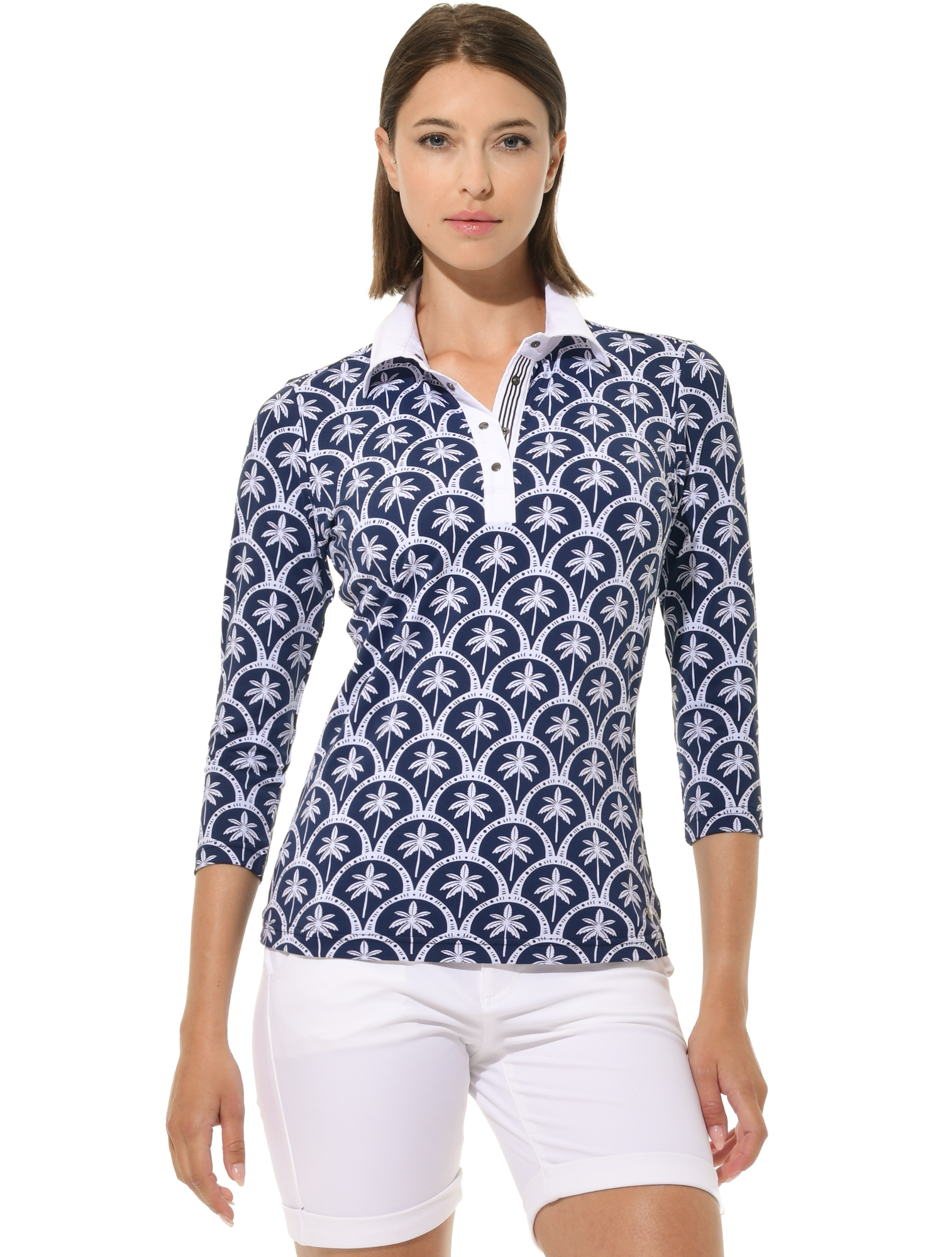Barbados Print Golf Poloshirt navy