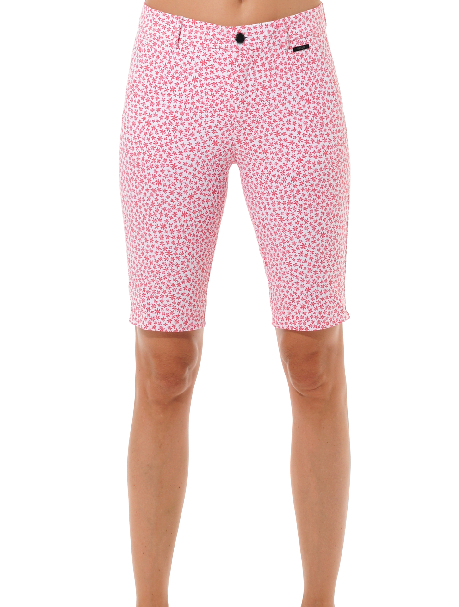 Floral print golf bermuda shorts red 