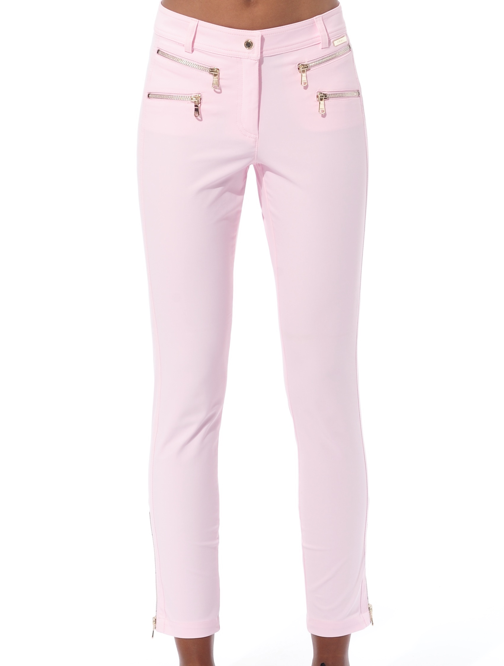 4way stretch double zip ankle pants macaron 