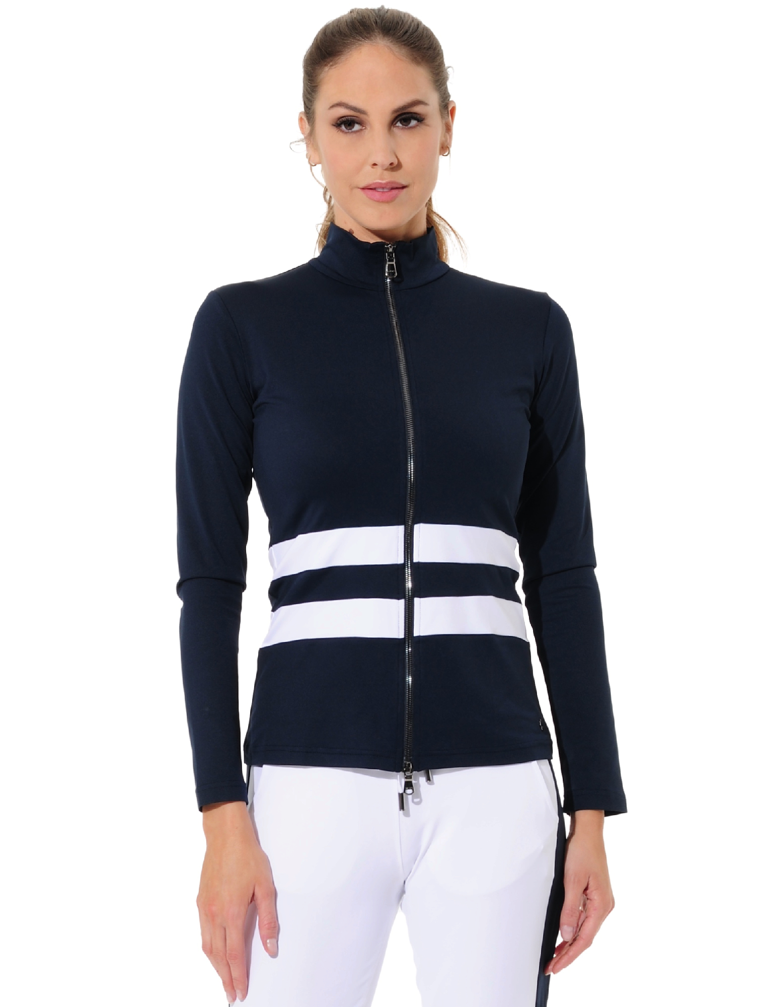 Jersey full zip midlayer night blue/white 