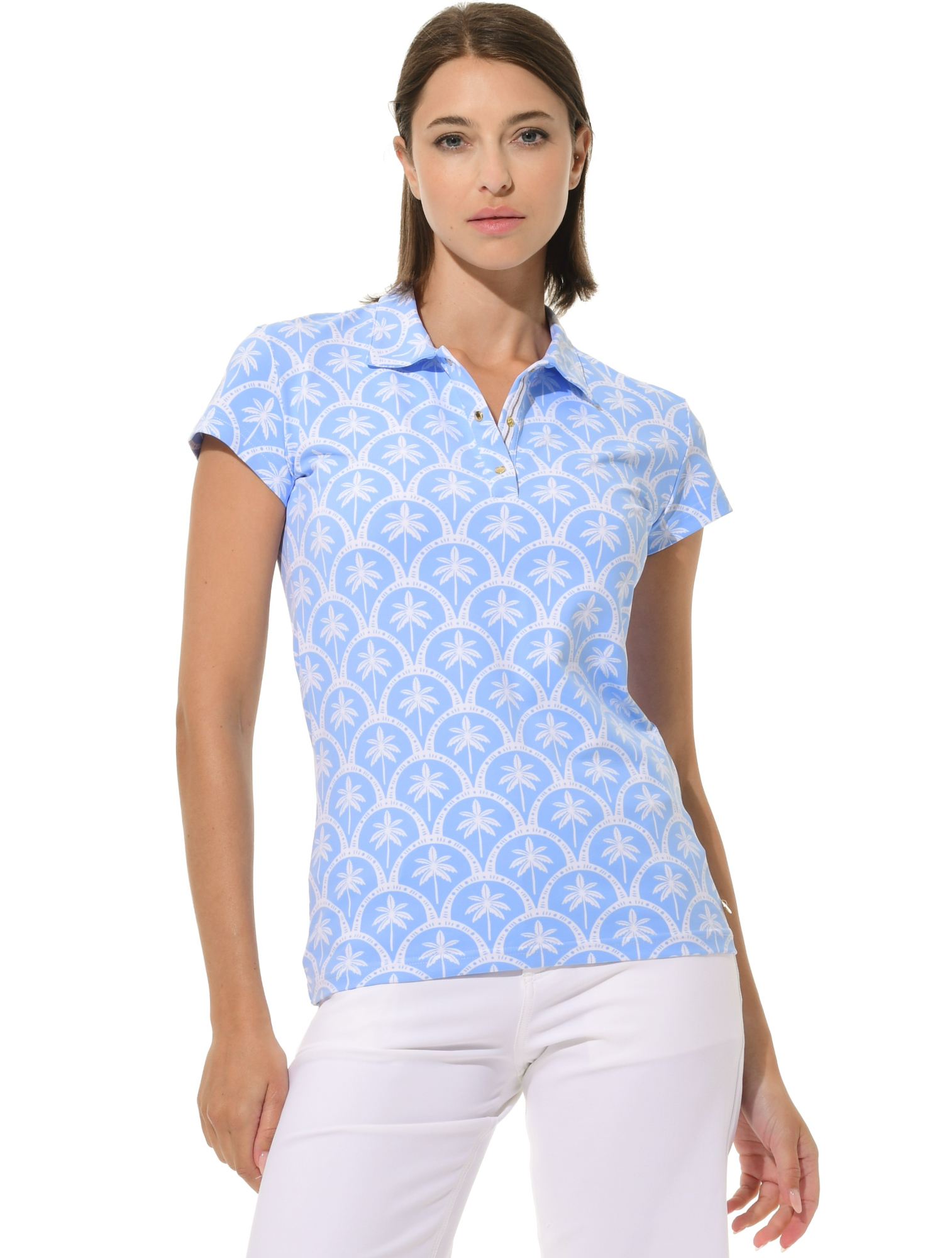 Barbados Print Golf Poloshirt baby blue