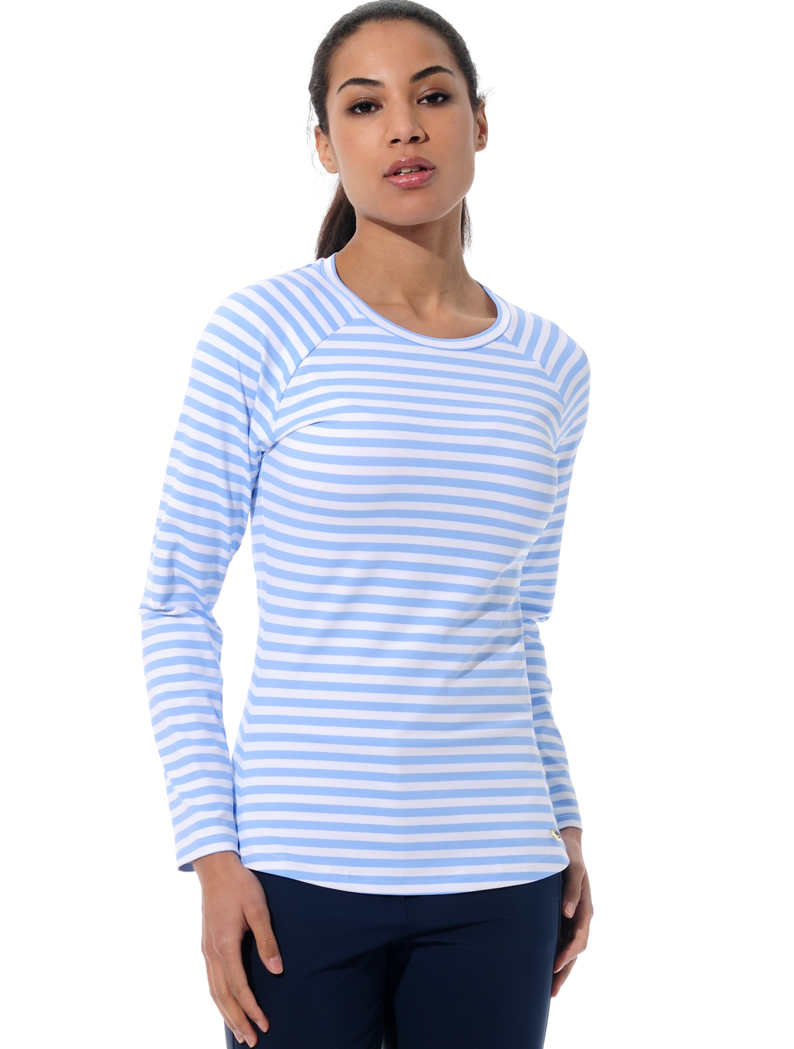 Striped print top baby blue 