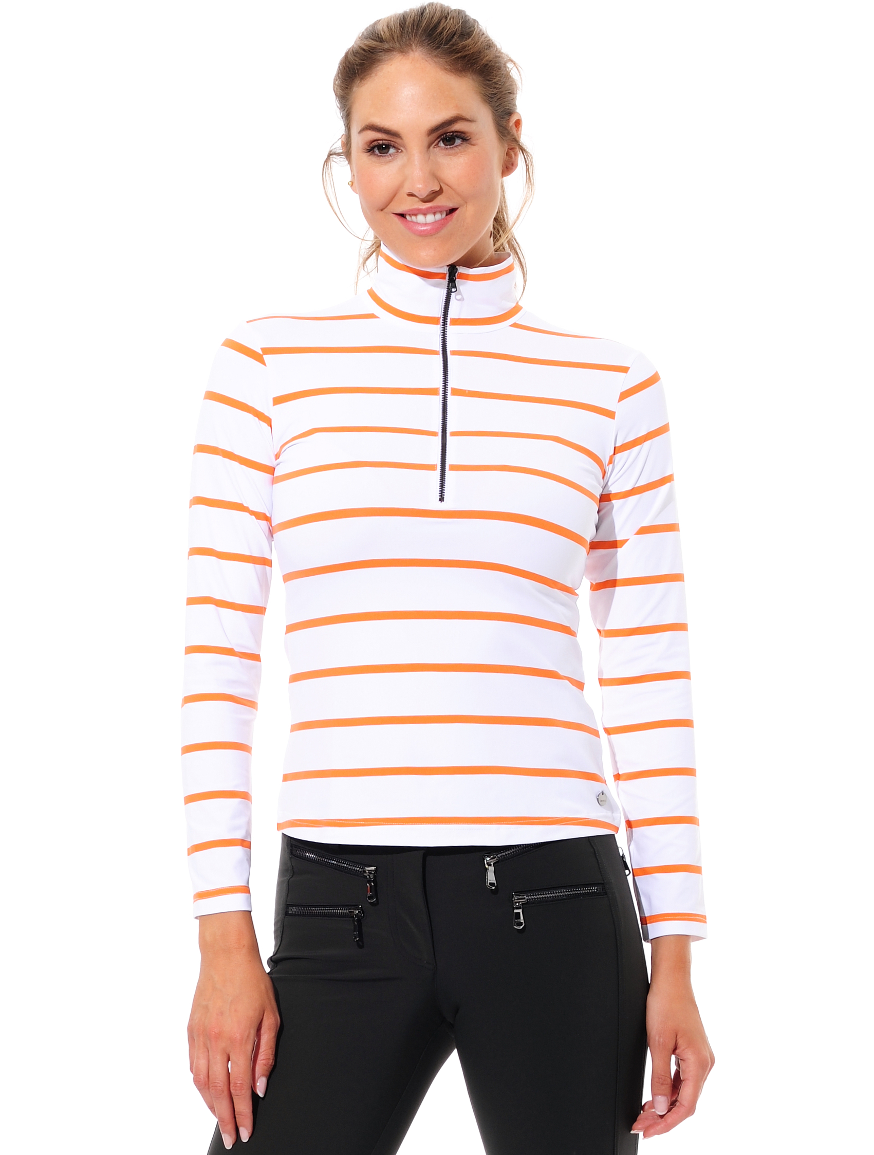 Sailor print zip longsleeve papaya 