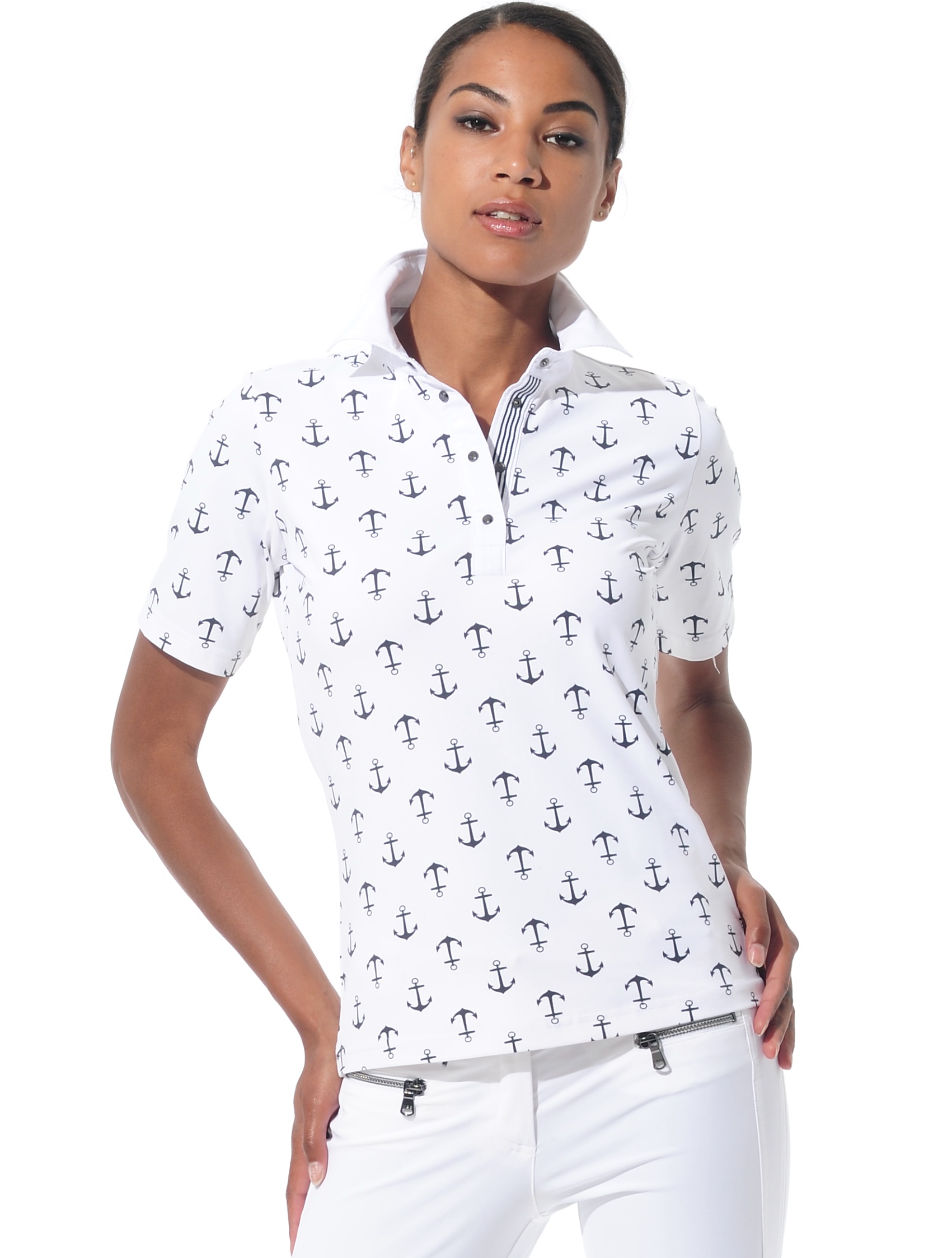 Anchor Print Polo black/white