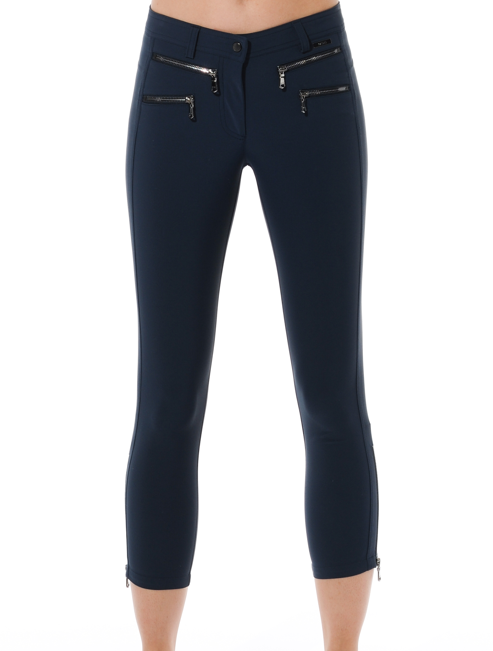 4way Stretch Double Zip Cropped Pants navy