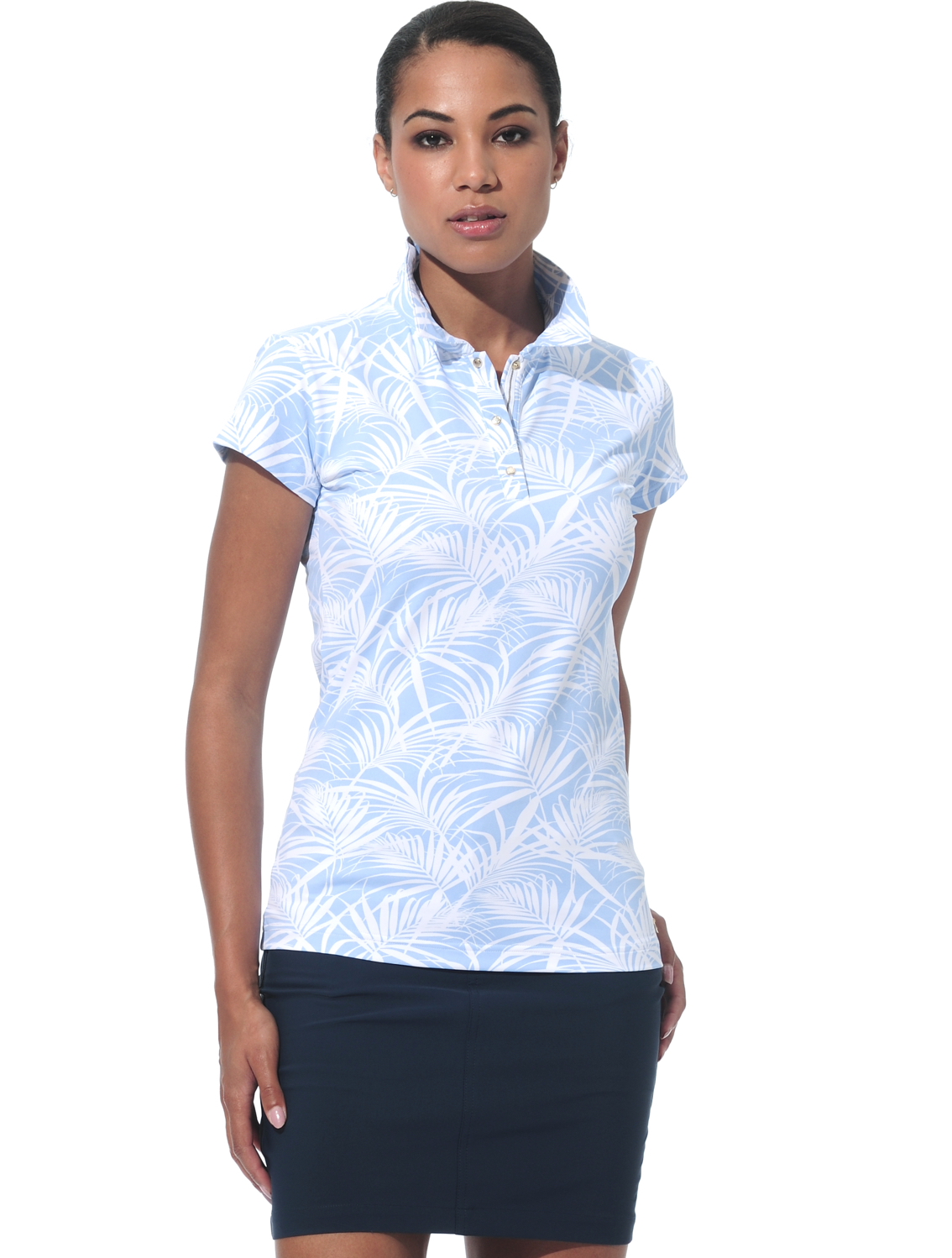 Jungle print polo shirt baby blue 