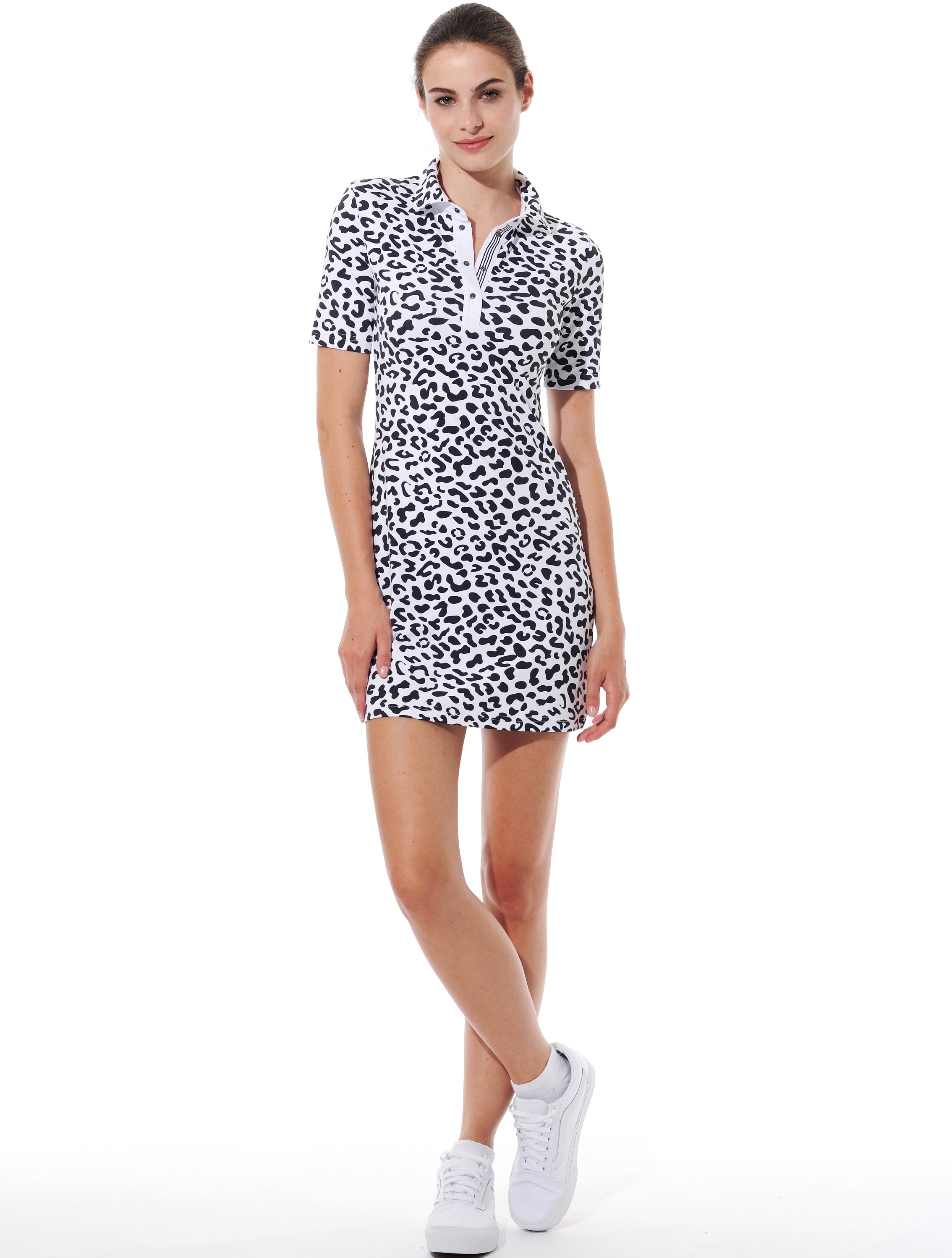 Jaguar Print Polokleid black/white