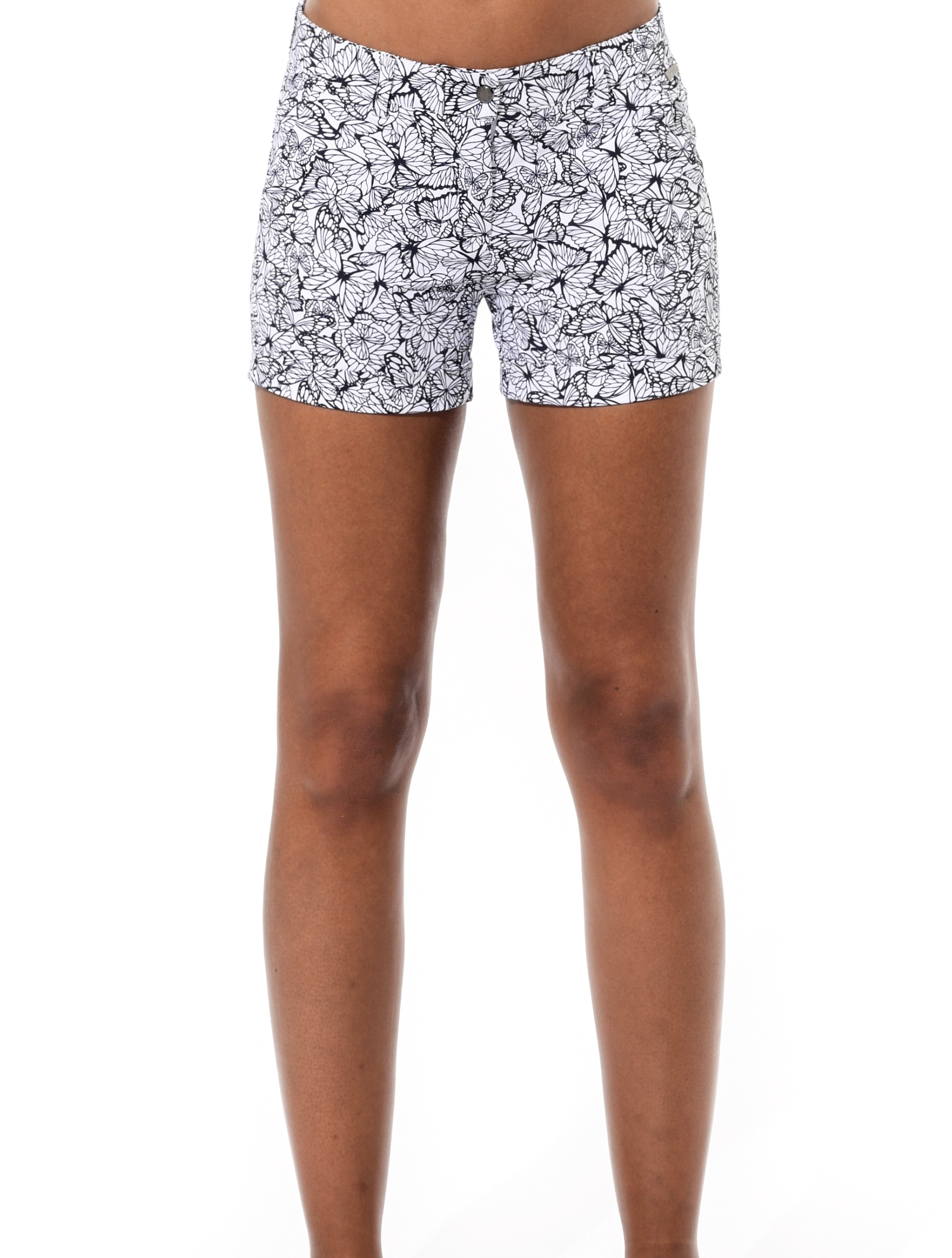 Butterfly print short shorts black/white 