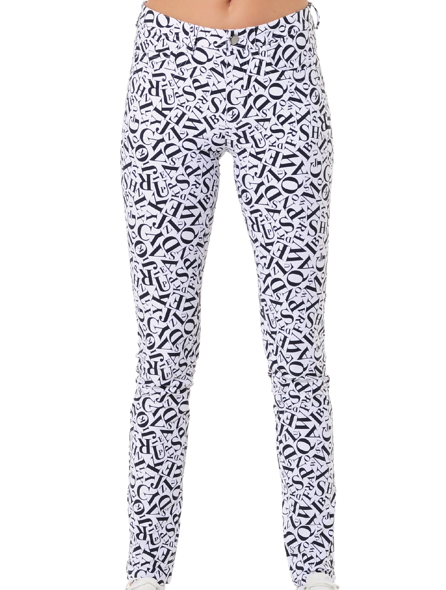 Alphabet print skinny jeans white/black 