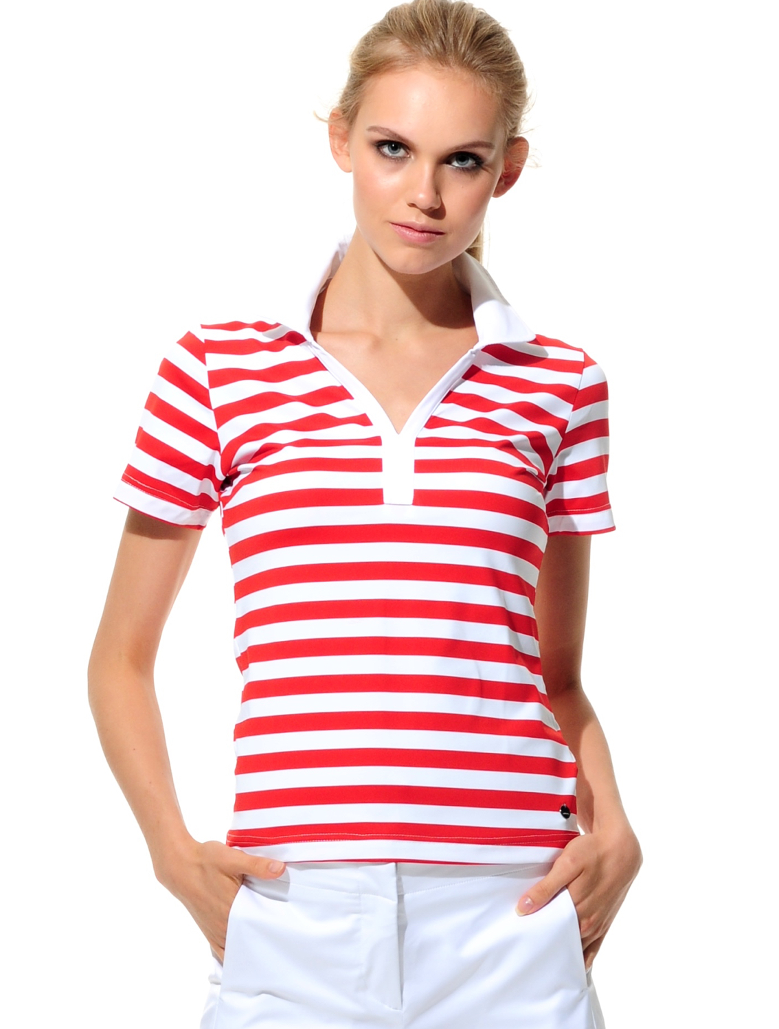 Meryl Stripe Polo red