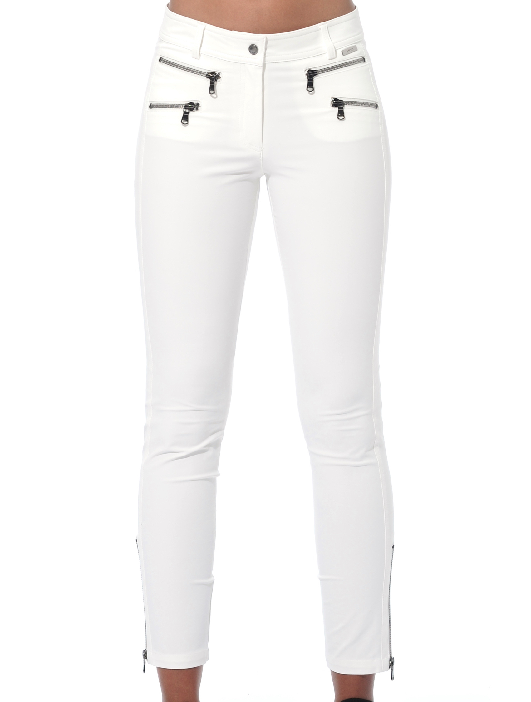 4way stretch double zip ankle pants creamy 