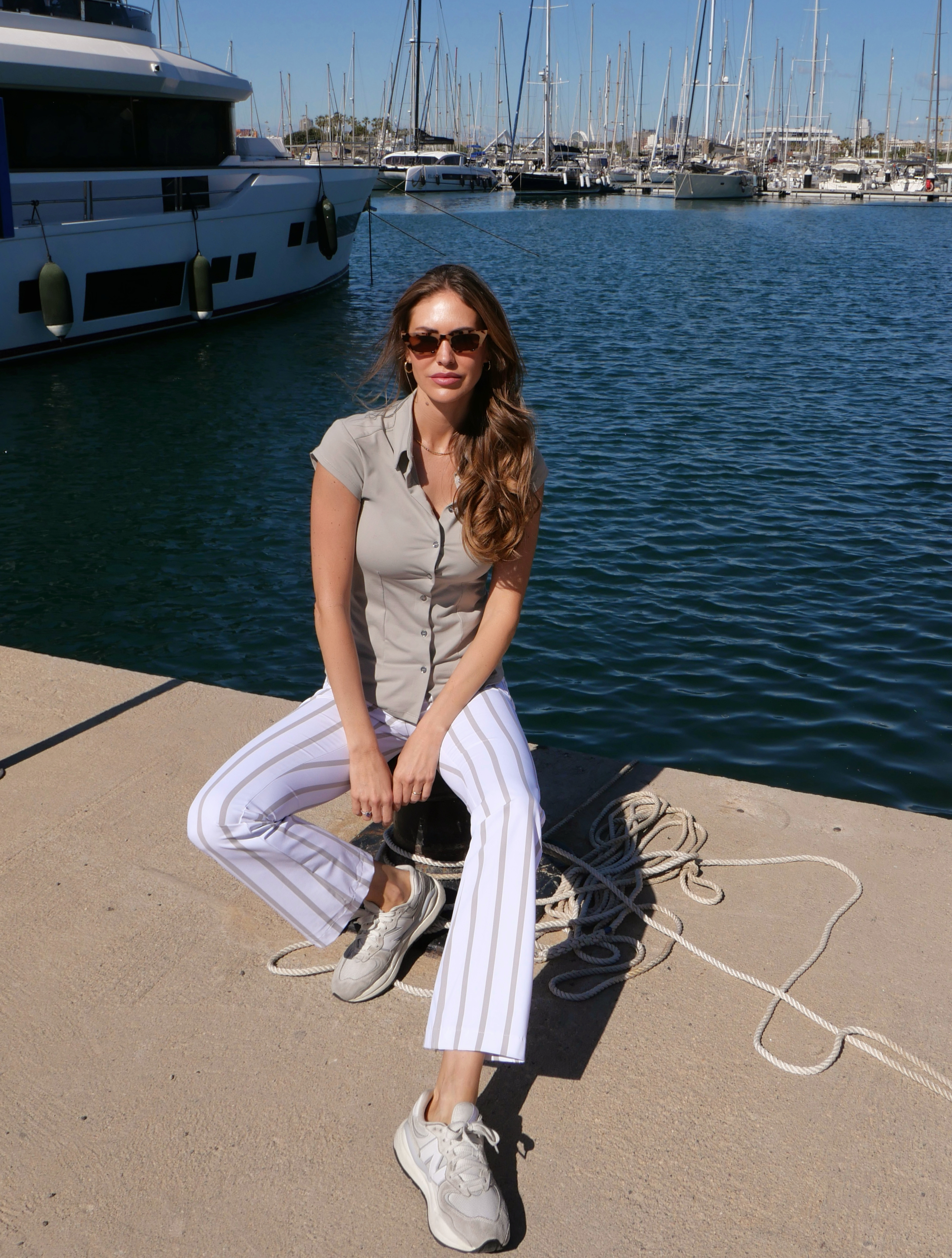 Riviera Print Flared Chinos sage grey